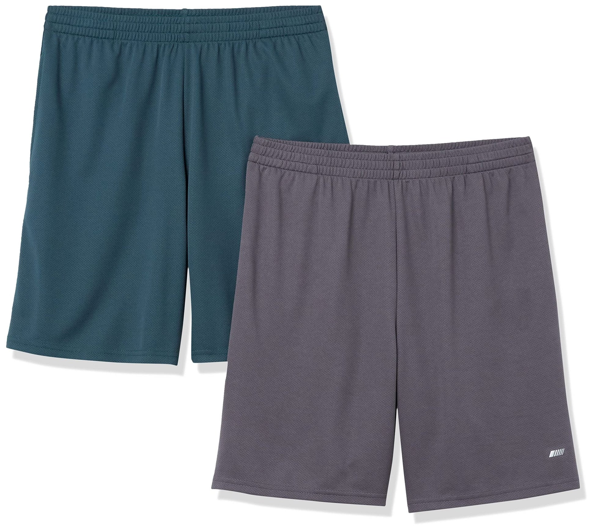 Amazon Essentials Men's Athletic Basketball Gym Shorts, Breathable Moisture Wicking, Loose-Fit Performance Tech, Pack of 2 - Tennis Mindset