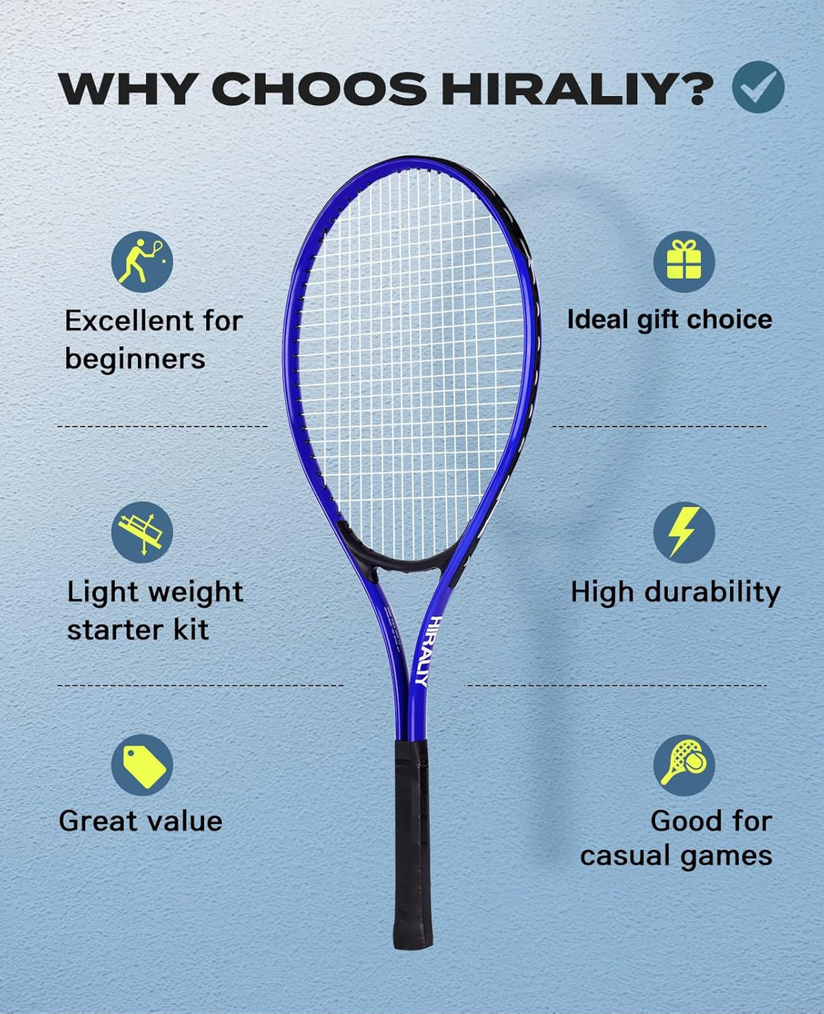 HIRALIY 27-Inch Tennis Racket for Adults with Ball and Carry Bag - Tennis Mindset
