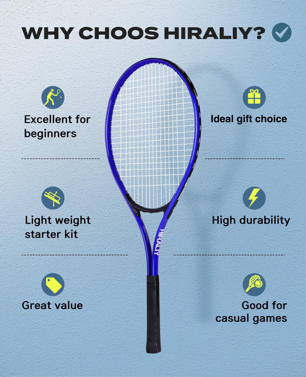 HIRALIY 27-Inch Tennis Racket for Adults with Ball and Carry Bag - Tennis Mindset