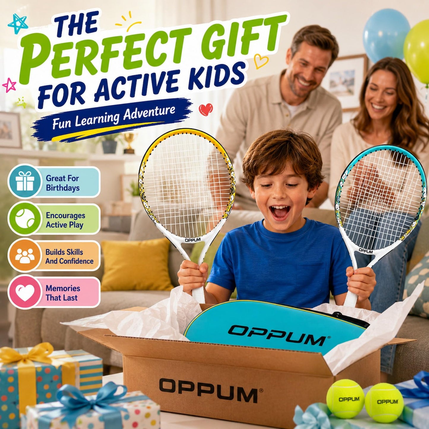 2-Pack Kids Tennis Racket Set, Junior Racquets with Bag and Balls - Tennis Mindset