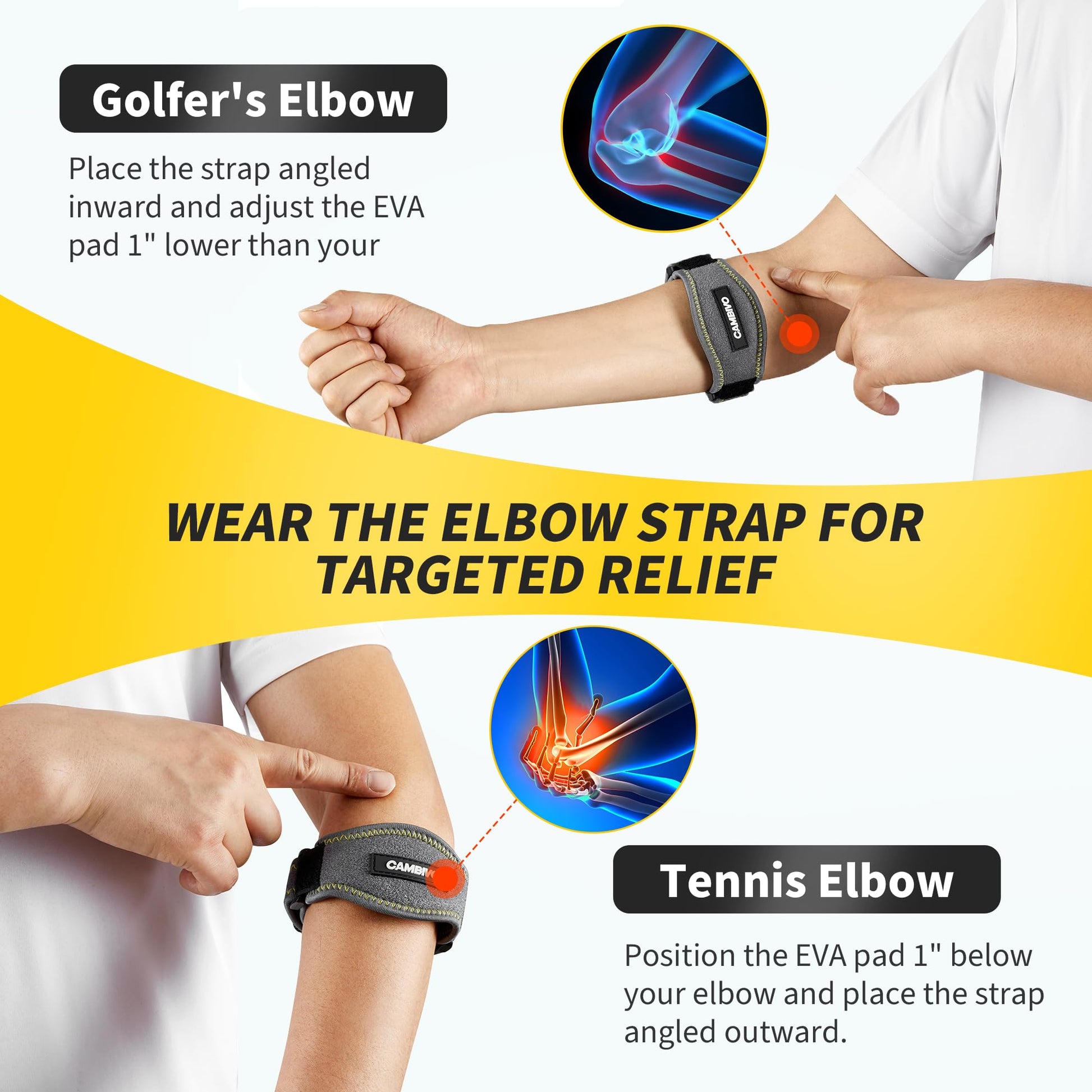 CAMBIVO 2 Pack Tennis Elbow Brace Strap for Tendonitis, Black - Tennis Mindset
