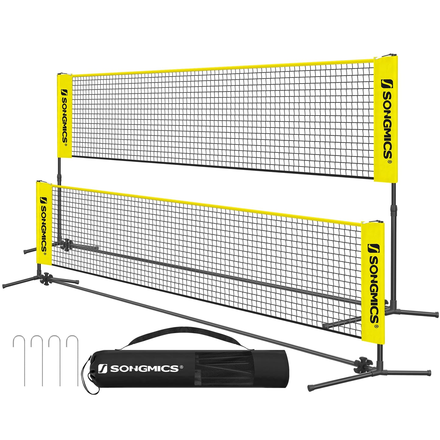 SONGMICS Badminton Net, Height Adjustable Volleyball Net, Pickleball Net for Junior Tennis, Kids, Indoor Outdoor Court, Foldable Nylon Net with Poles 10ft/13ft/16.5ft Wide - Tennis Mindset