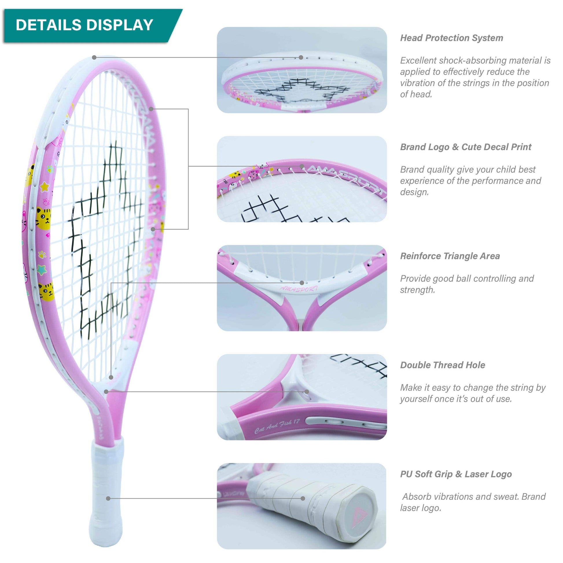 AMA SPORT Kids Tennis Racket for Junior Toddlers Starter Kit 17-25" Tennis Racquet for Girls and Boys with 420D Nylon Shoulder Strap Bag - Tennis Mindset