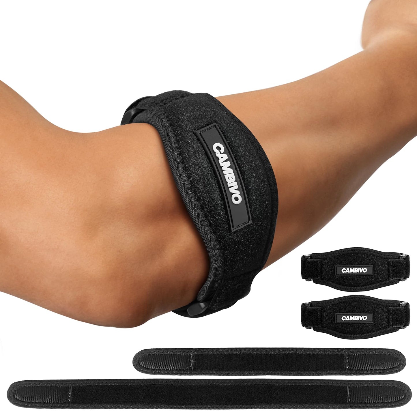 CAMBIVO 2 Pack Tennis Elbow Brace Strap for Tendonitis, Black - Tennis Mindset