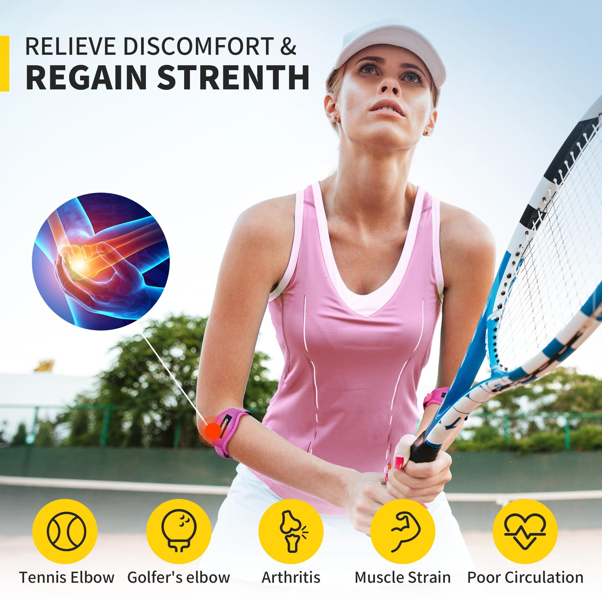 CAMBIVO 2 Pack Tennis Elbow Brace Strap for Tendonitis, Black - Tennis Mindset