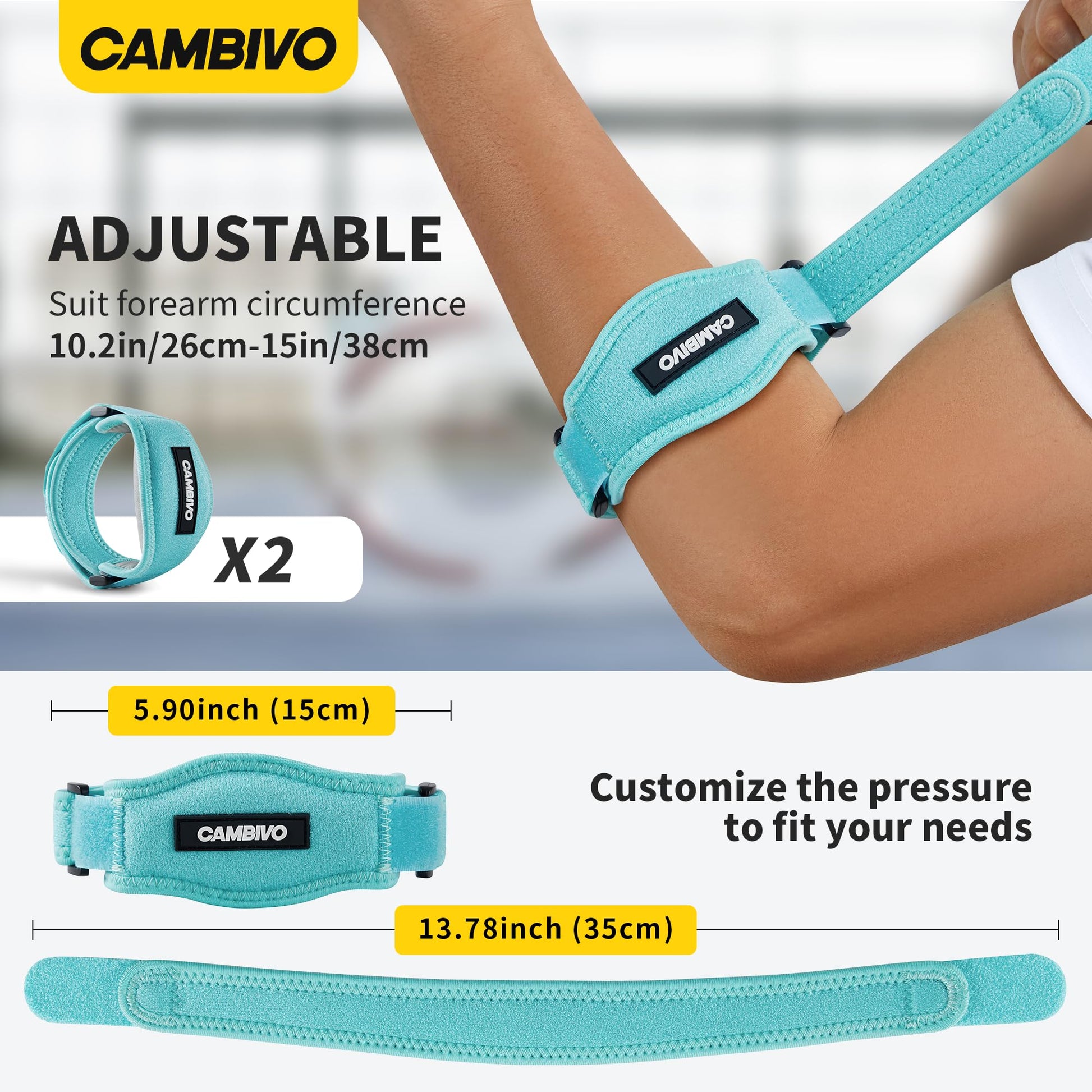 CAMBIVO 2 Pack Tennis Elbow Brace Strap for Tendonitis, Black - Tennis Mindset