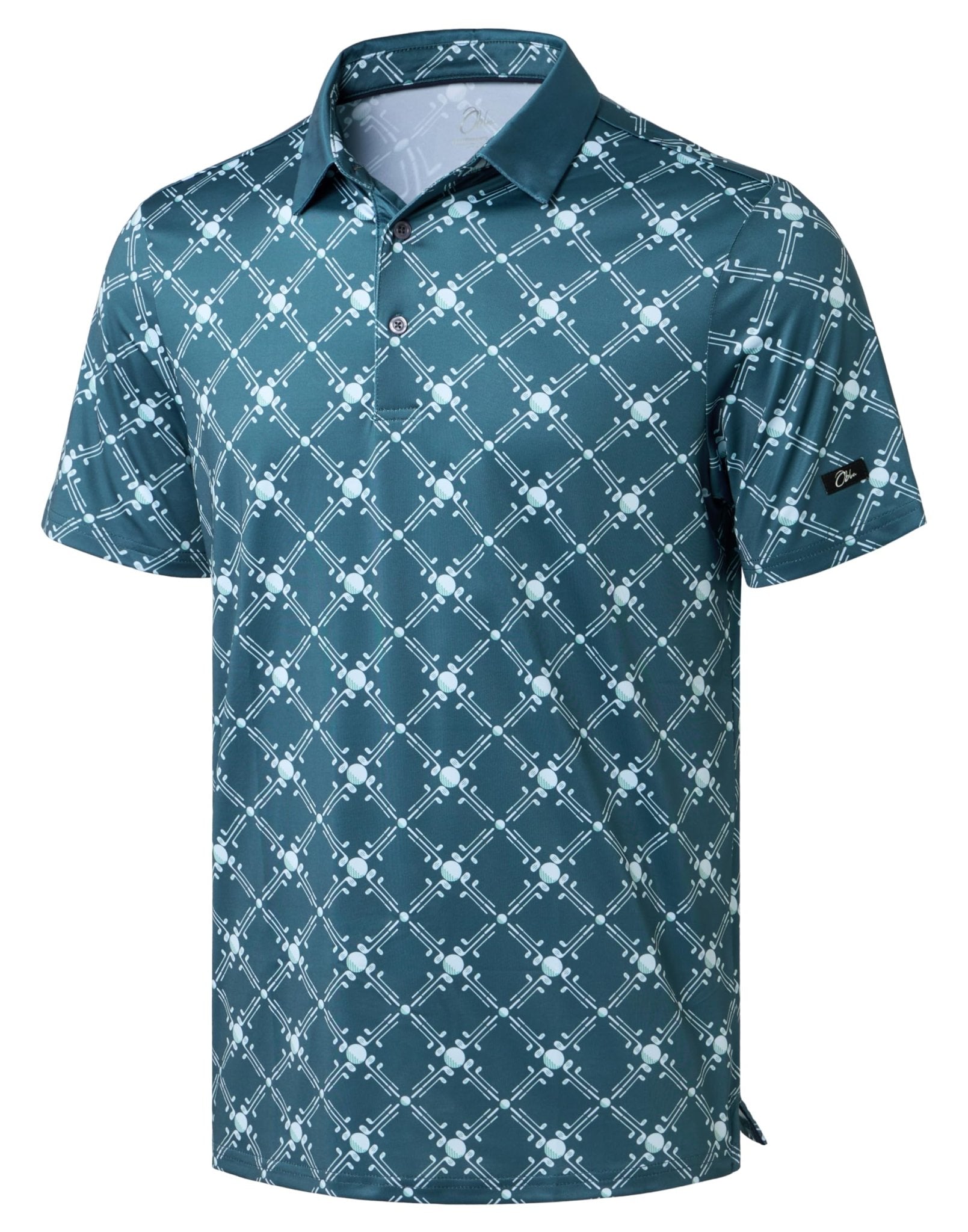 Obla Men's Golf Polo Shirts Print Short Sleeve Dry Fit Collared Shirt - Tennis Mindset
