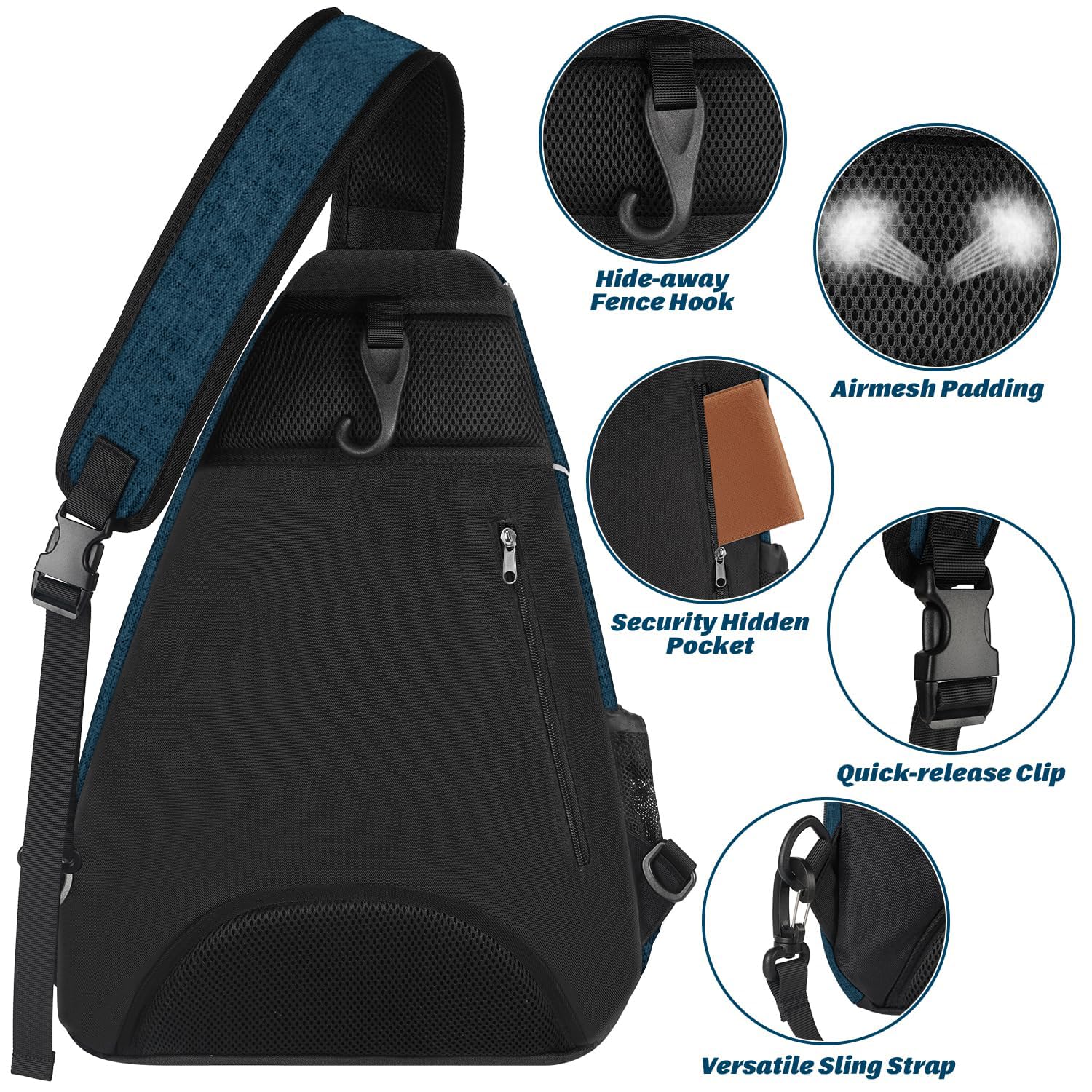 Ytonet Tennis Bag, Tennis Sling Backpack Crossbody for Men Women - Tennis Mindset