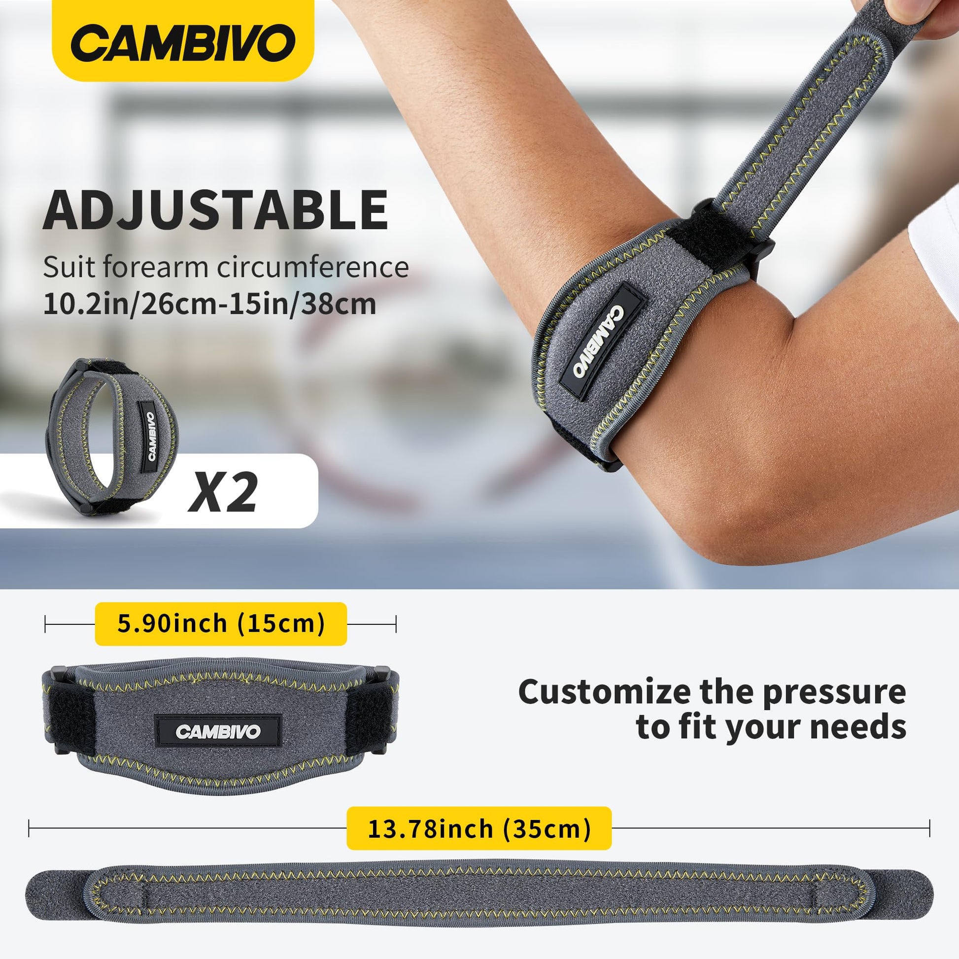 CAMBIVO 2 Pack Tennis Elbow Brace Strap for Tendonitis, Black - Tennis Mindset