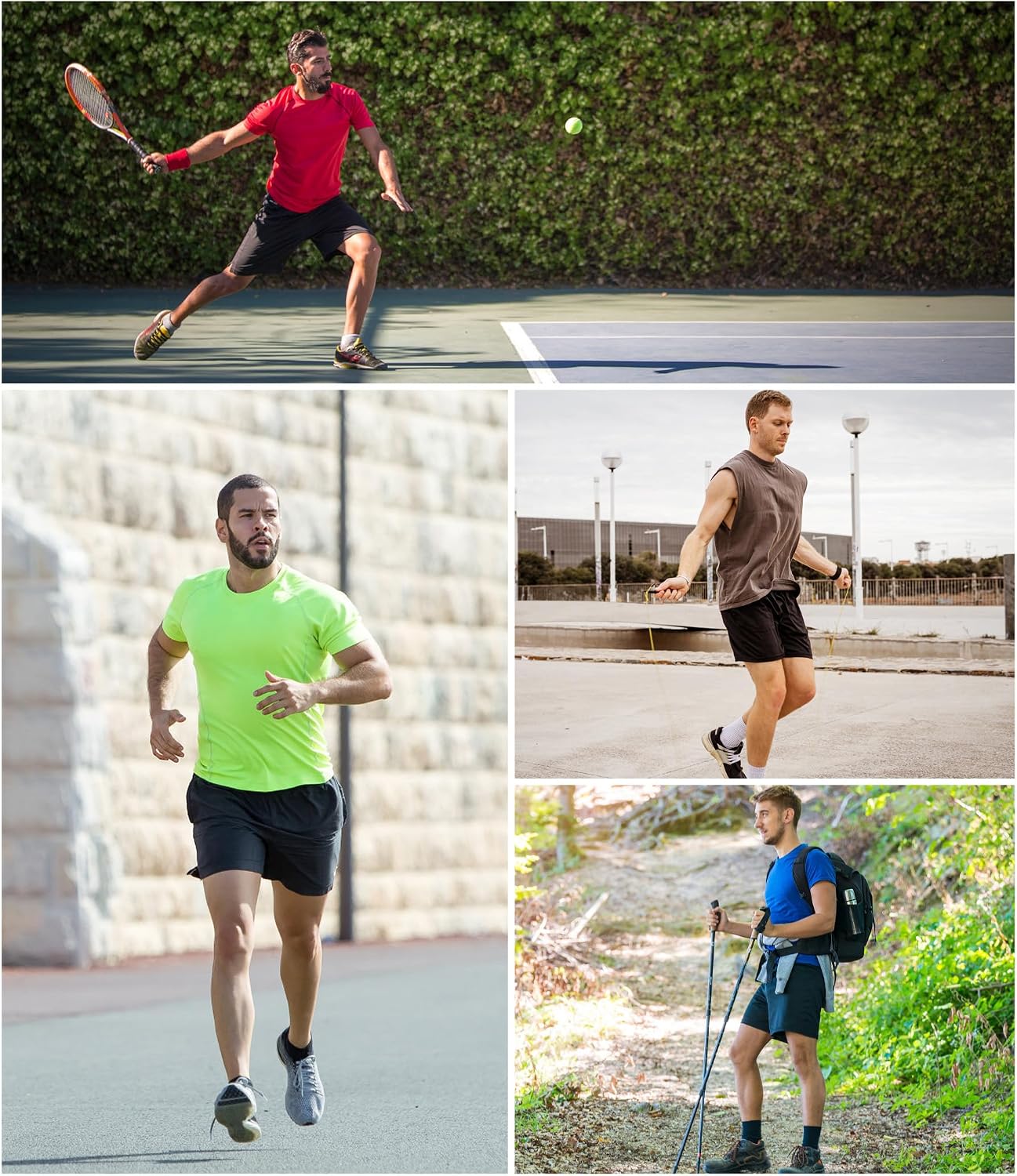Kinglaman 1/4 Pack Men's 2 in 1 Lined Running Shorts Gym Athletic Shorts - Tennis Mindset