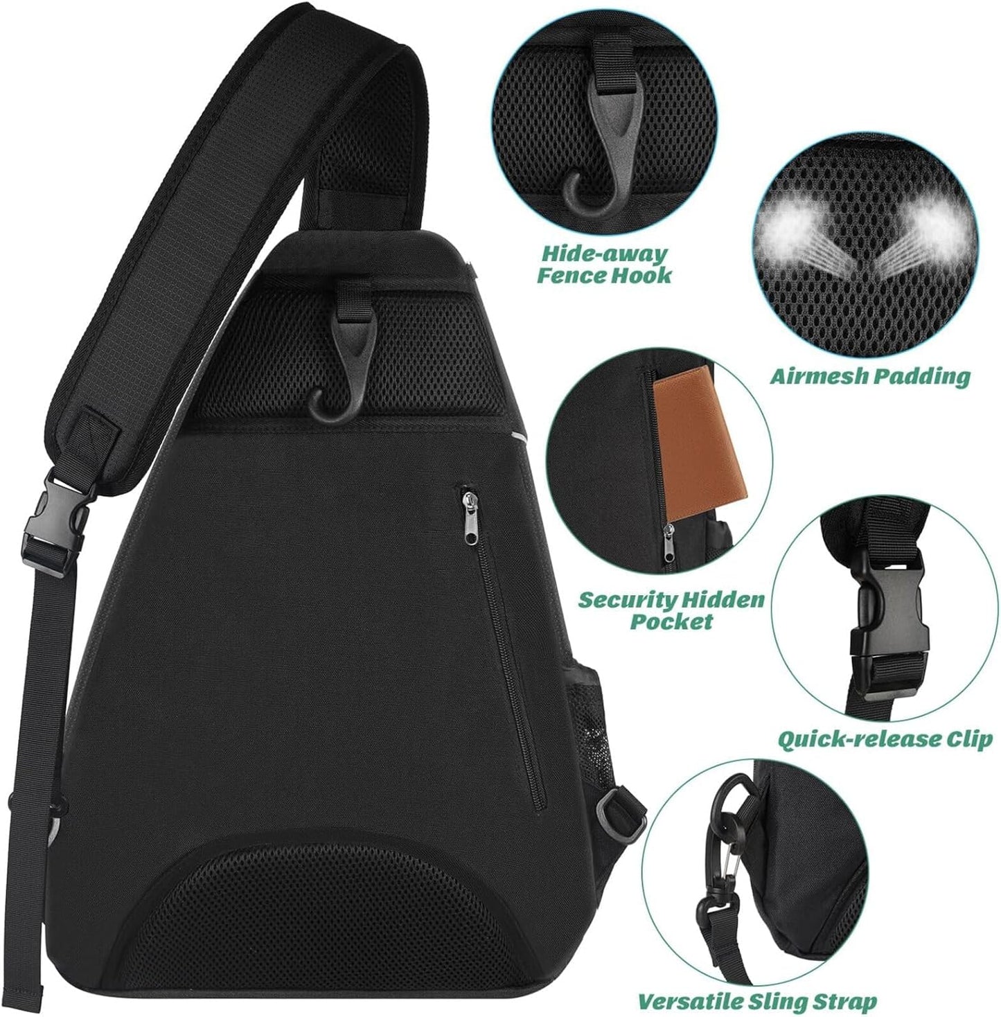 Ytonet Tennis Bag, Tennis Sling Backpack Crossbody for Men Women - Tennis Mindset