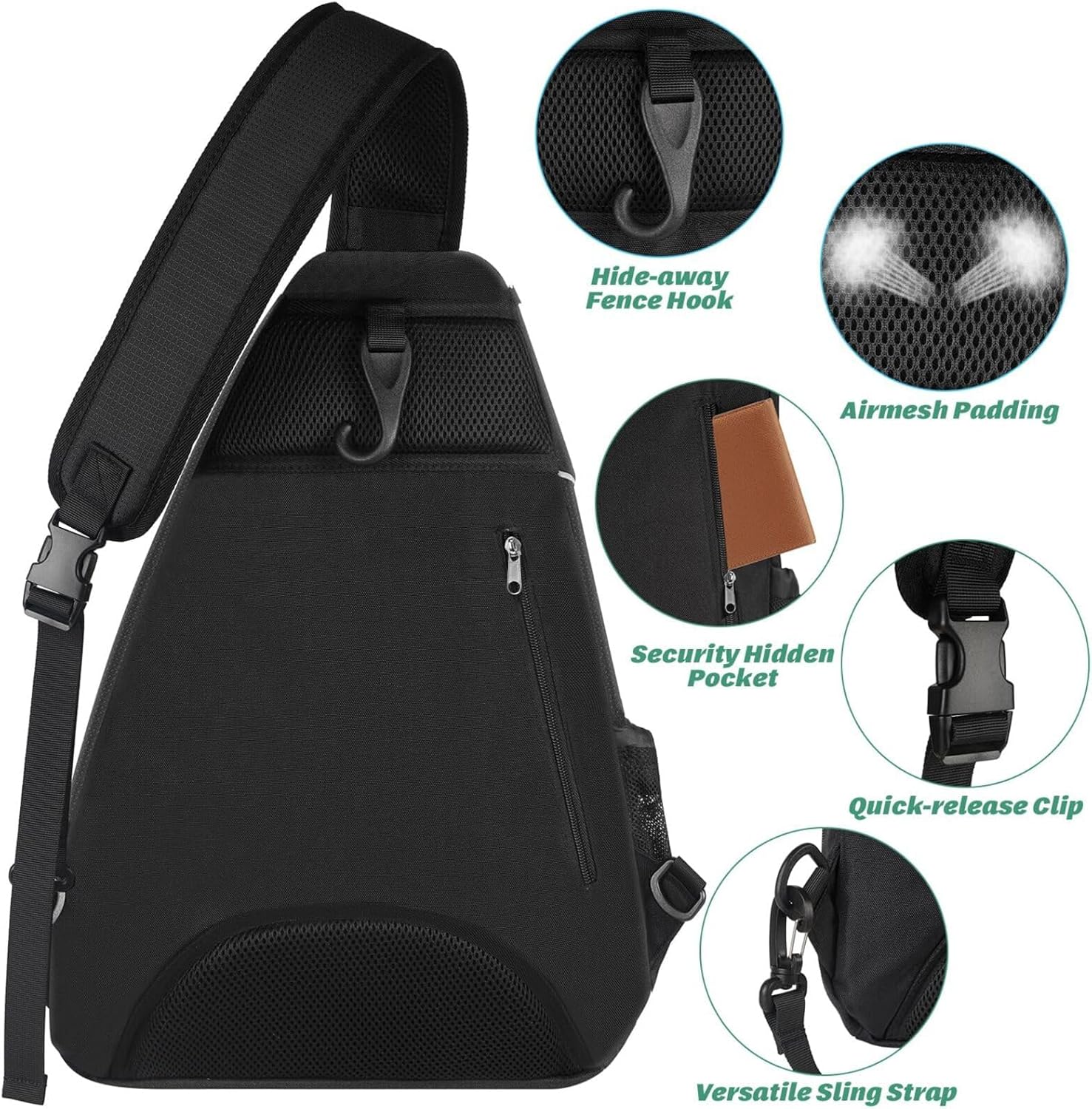 Ytonet Tennis Bag, Tennis Sling Backpack Crossbody for Men Women - Tennis Mindset