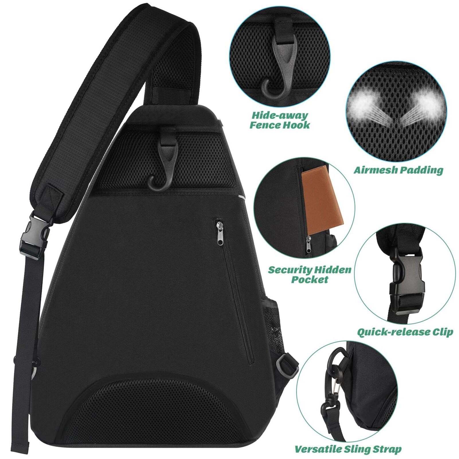 Ytonet Tennis Bag, Tennis Sling Backpack Crossbody for Men Women - Tennis Mindset