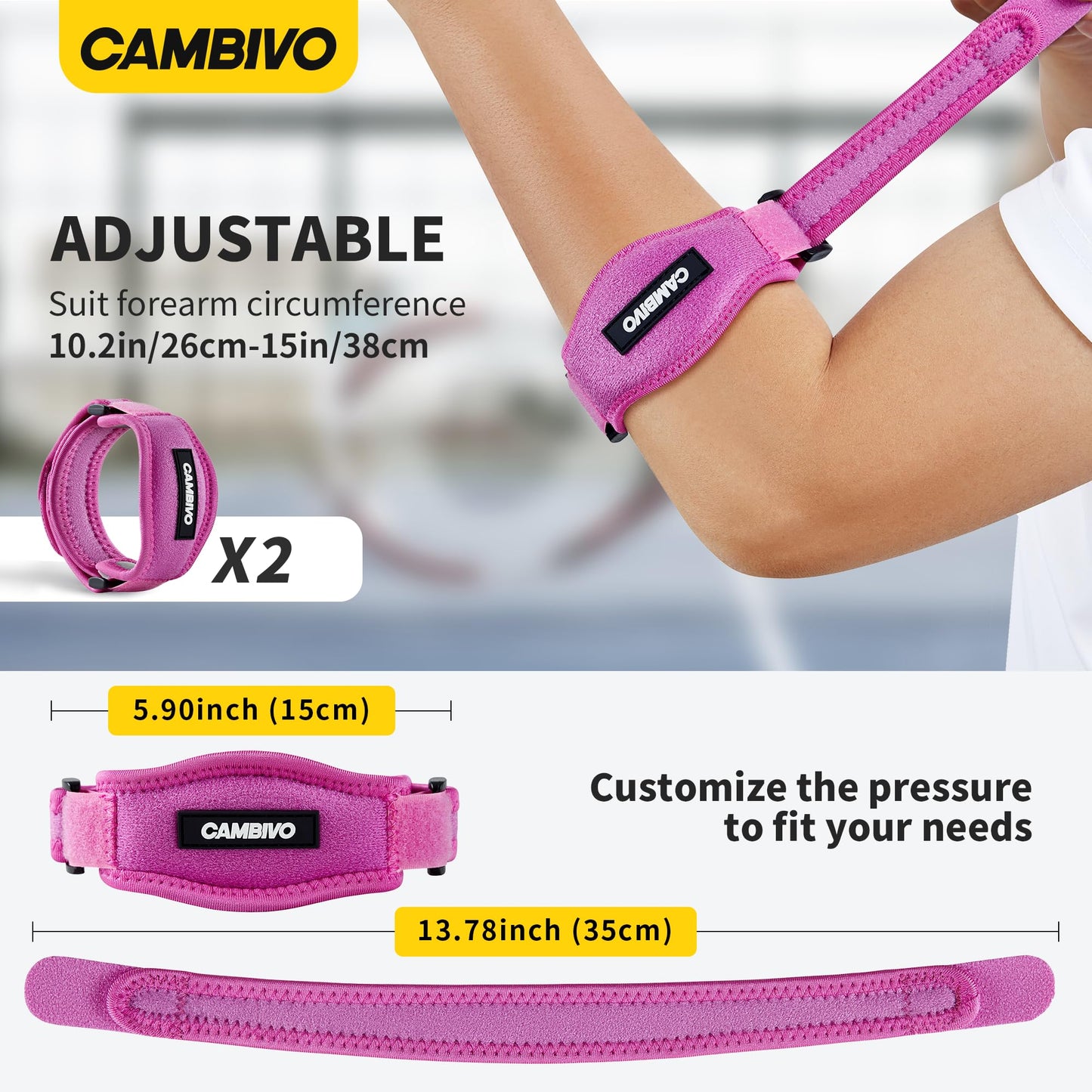 CAMBIVO 2 Pack Tennis Elbow Brace Strap for Tendonitis, Black - Tennis Mindset
