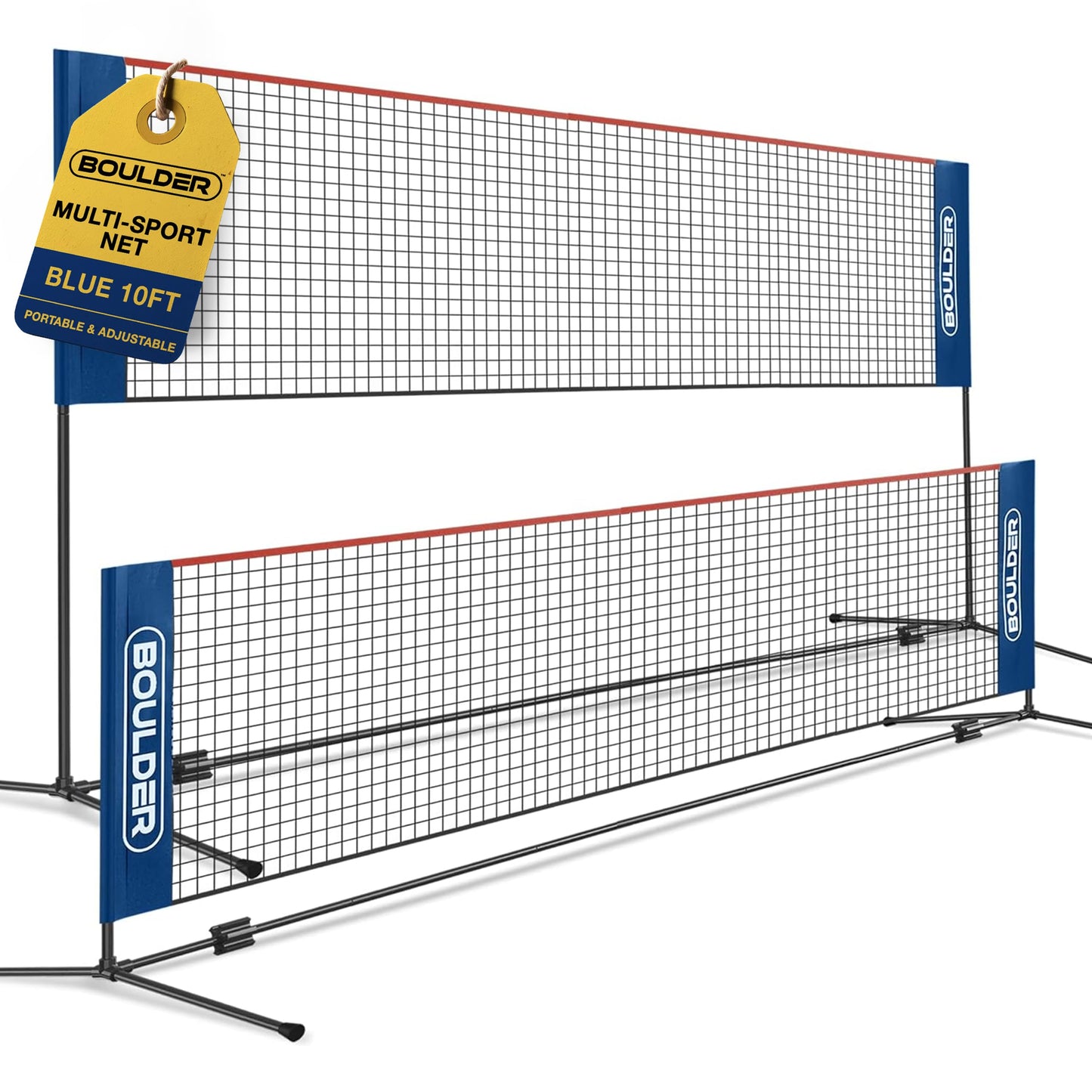 Boulder Portable Badminton Pickleball Net - Foldable/Extendable Poles for Multiple Sports Heights (UP to 5 ft) - Ideal for Tennis, Pickleball, Soccer Tennis - Easy Setup - Tennis Mindset