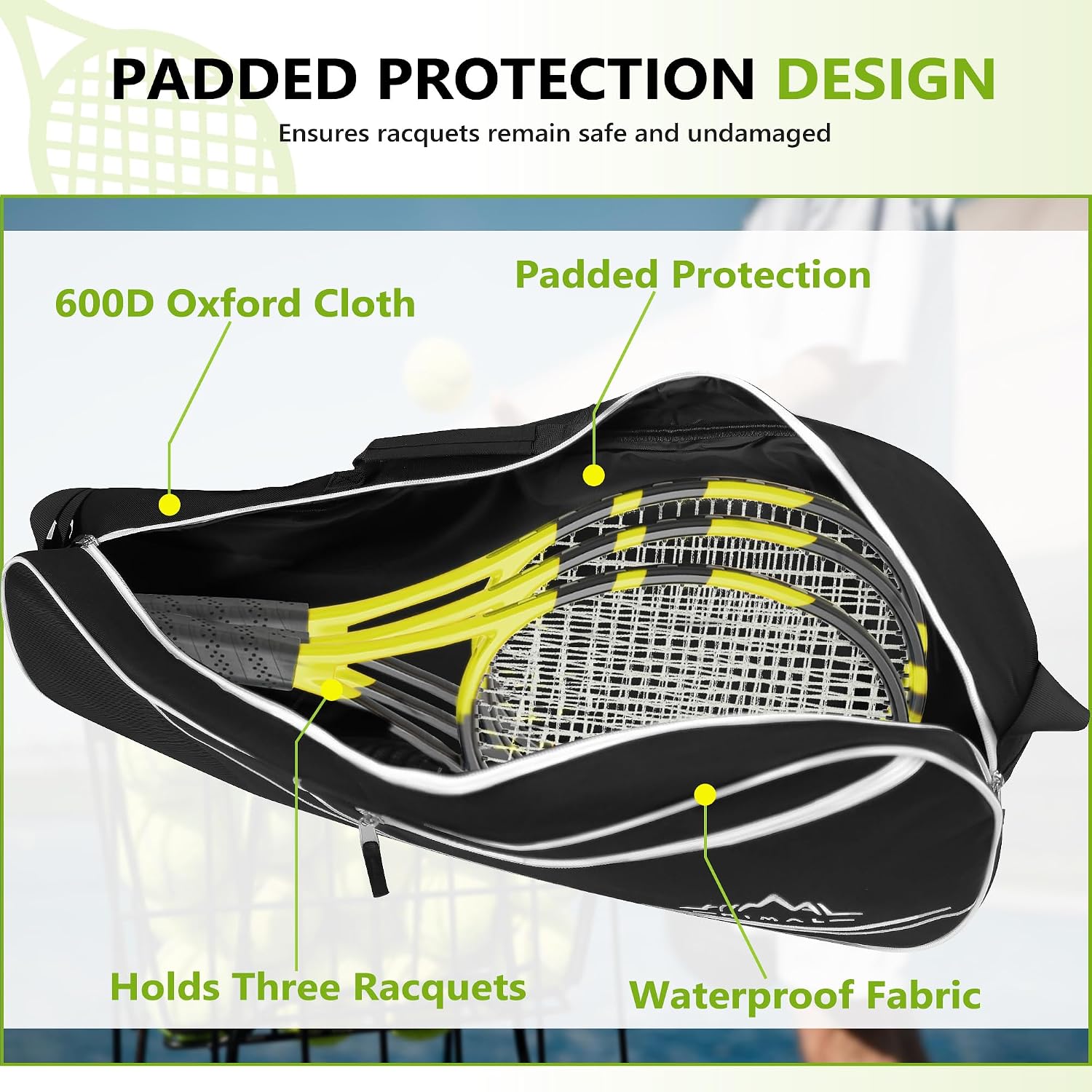 Himal Outdoors 3 Racquet Tennis Bag Tennis Racket Bag for Men Women - Tennis Mindset