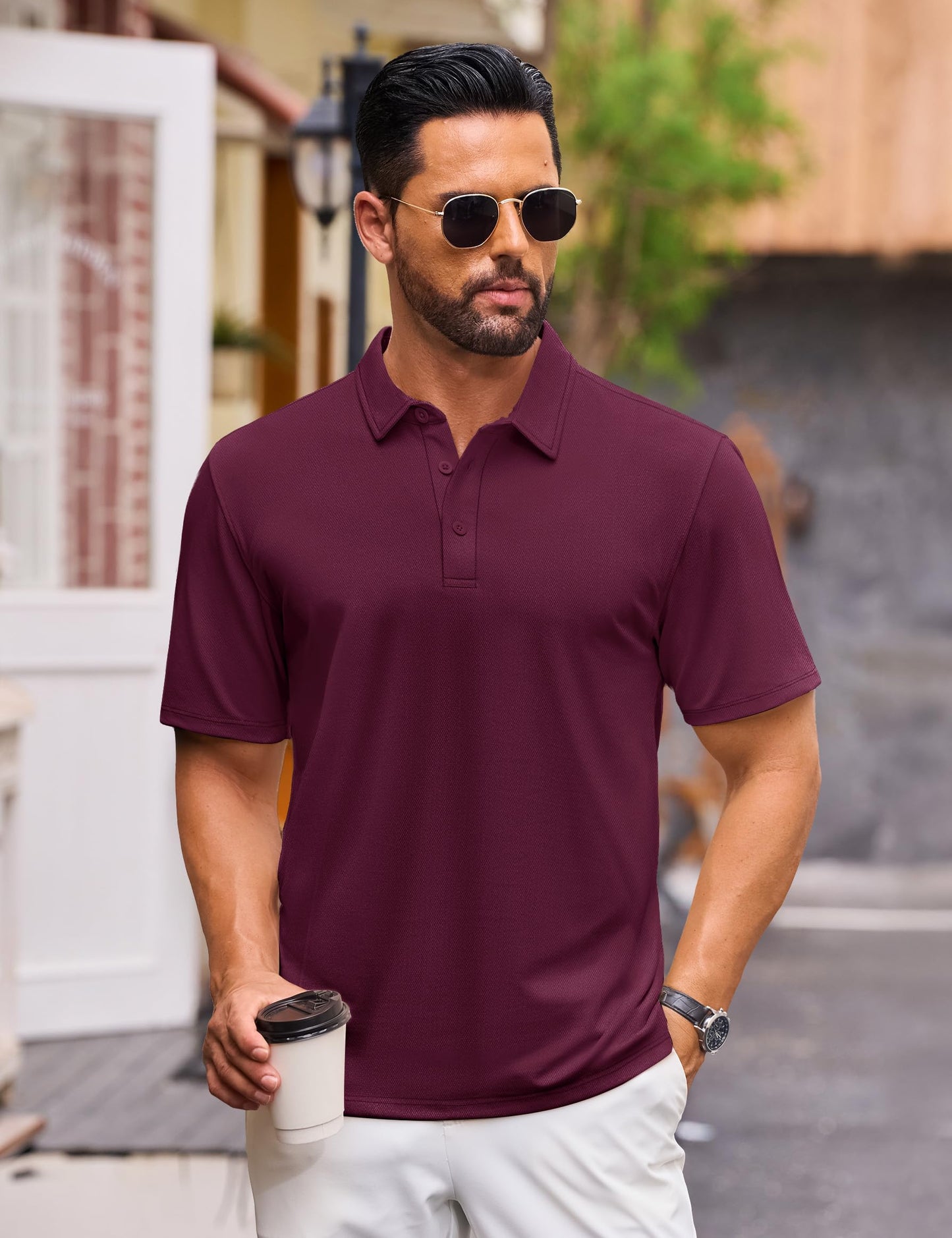 Cotrasen Men's Polo Shirts Short Sleeve Cotton Pique Classic Golf Shirts - Tennis Mindset