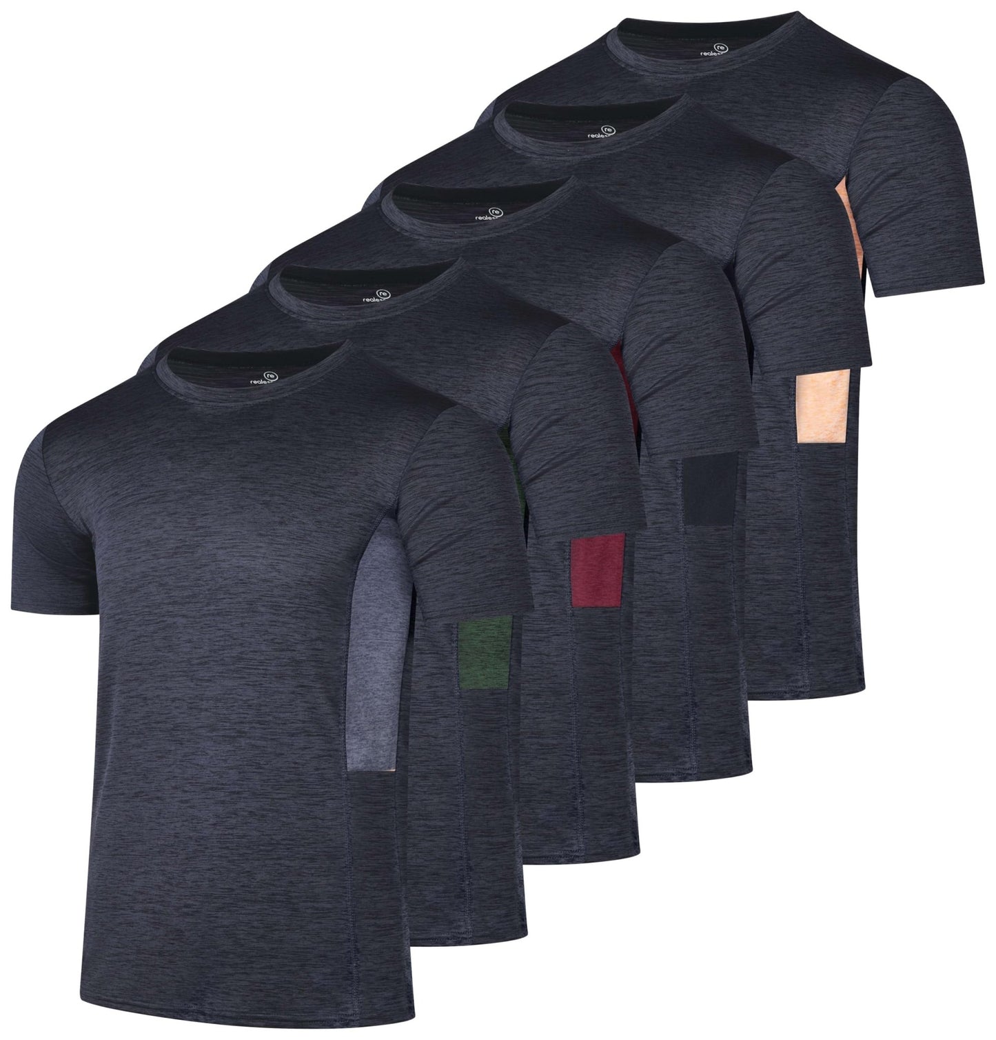 5 Pack Men's Dry Fit Workout T Shirts Crew Neck Athletic Gym Running Tees - Tennis Mindset