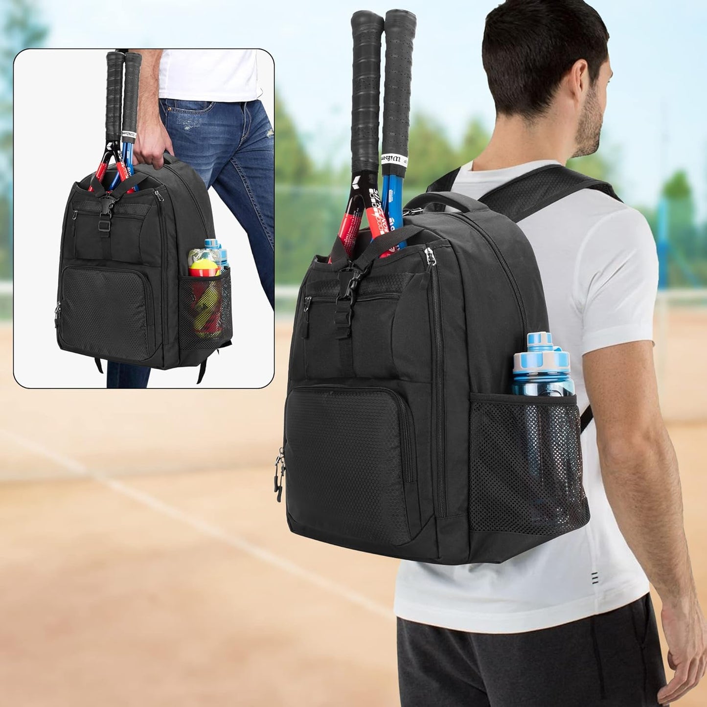 DSLEAF Tennis Bag for Men/Women, Tennis Backpack Holds 2 Rackets and Shoes - Tennis Mindset