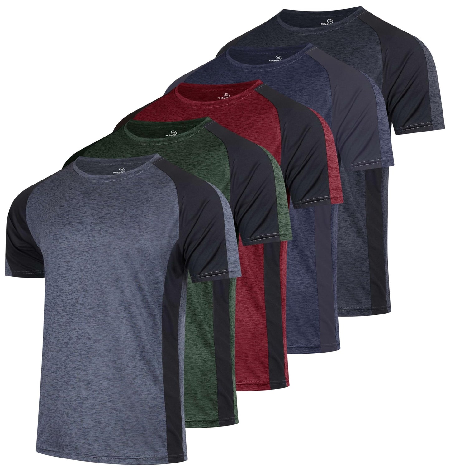 5 Pack Men's Dry Fit Workout T Shirts Crew Neck Athletic Gym Running Tees - Tennis Mindset