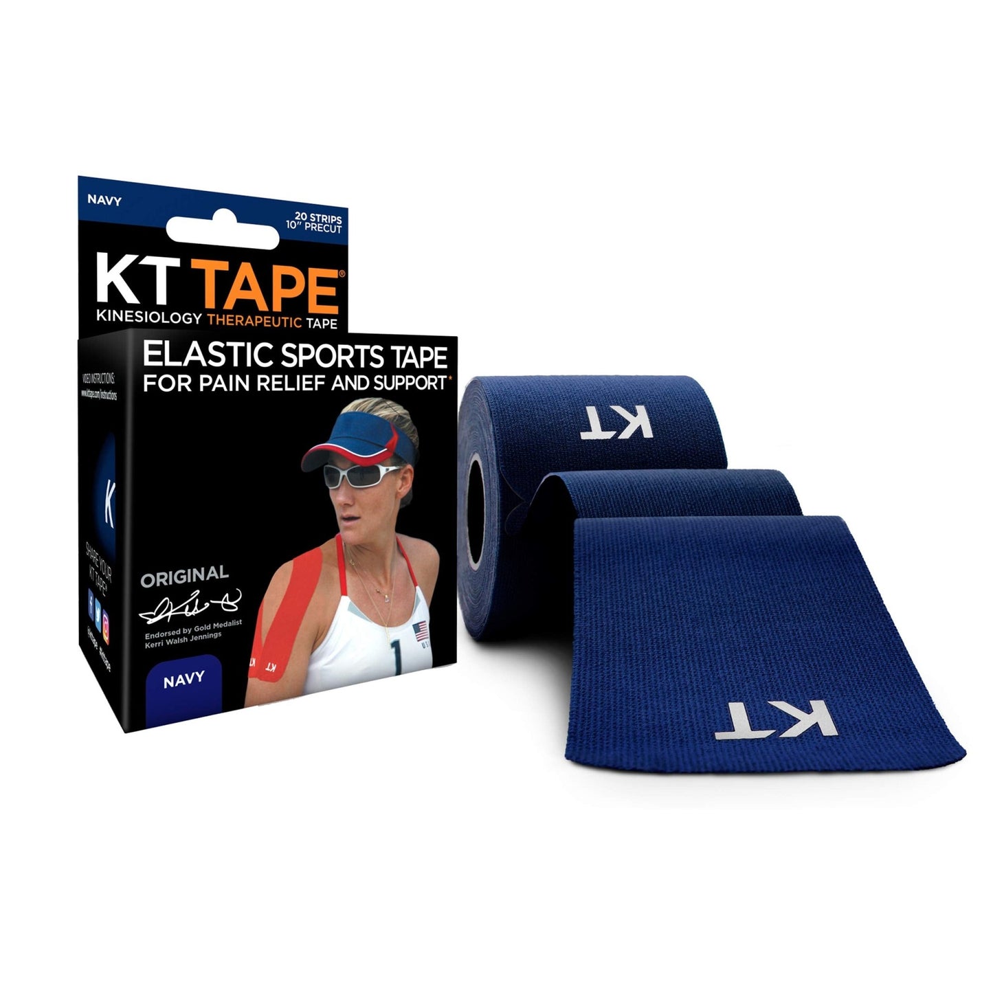 KT Tape, Original Cotton, Elastic Kinesiology Athletic Tape, 20 Count, 10” Precut Strips, Purple - Tennis Mindset
