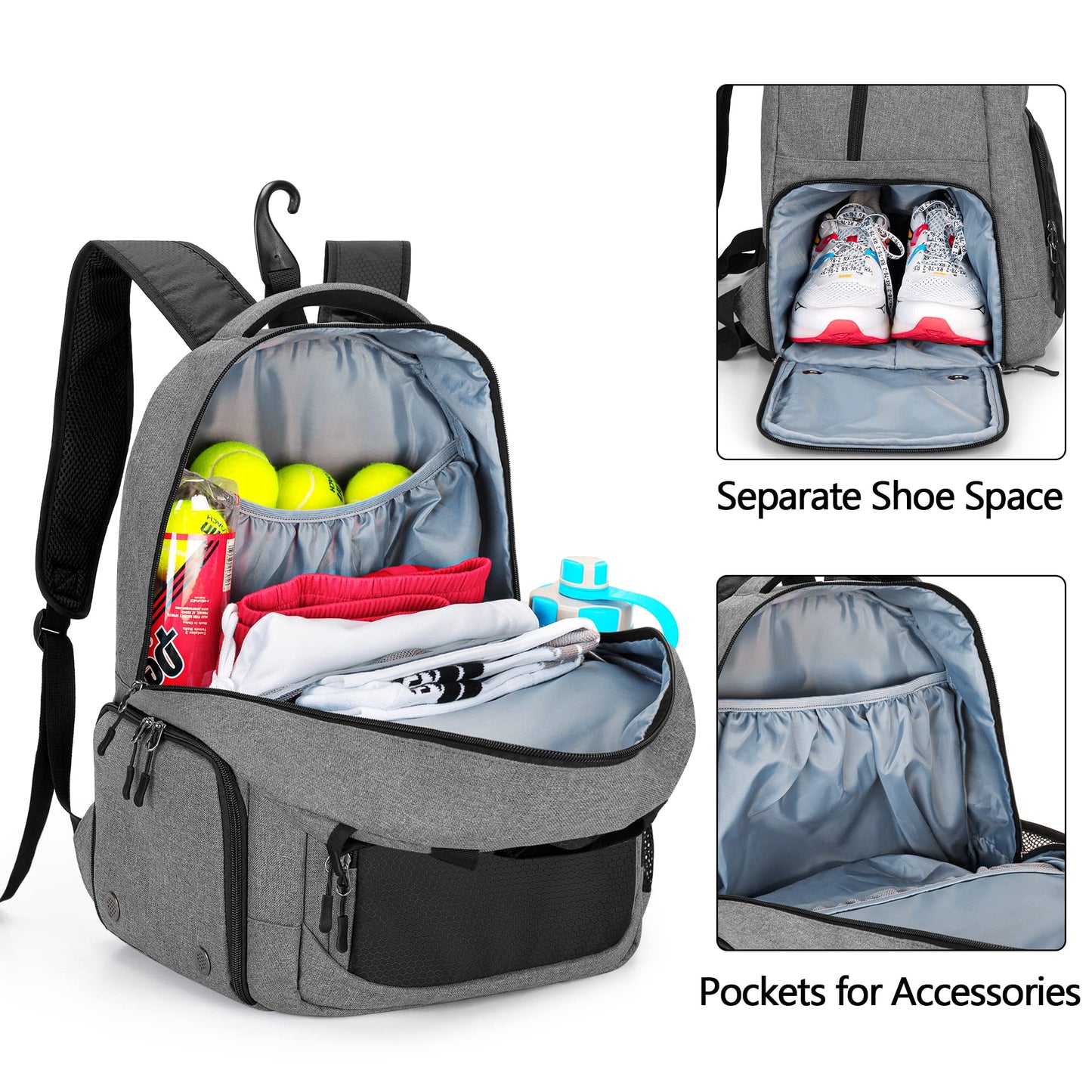 DSLEAF Tennis Bag for Men/Women, Tennis Backpack Holds 2 Rackets and Shoes - Tennis Mindset