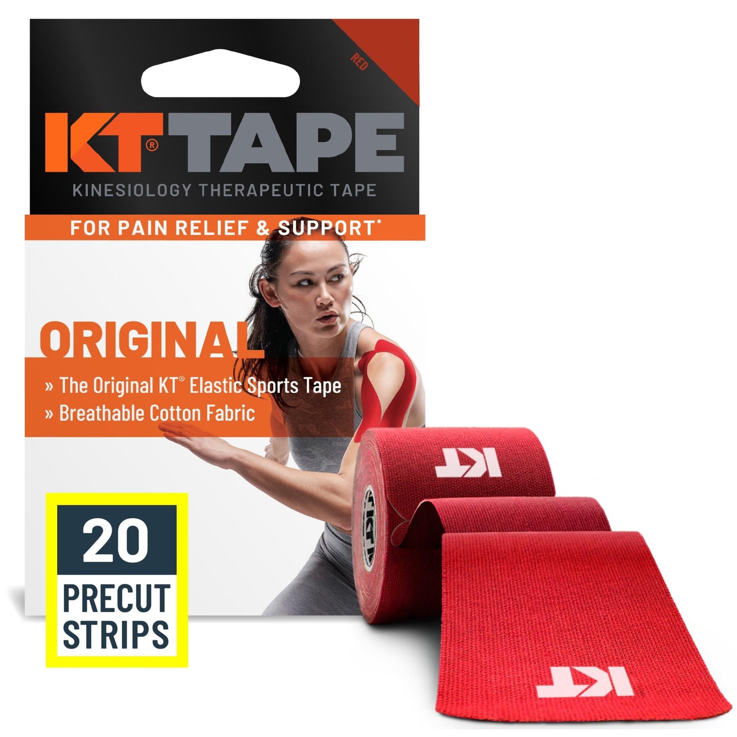 KT Tape, Original Cotton, Elastic Kinesiology Athletic Tape, 20 Count, 10” Precut Strips, Purple - Tennis Mindset