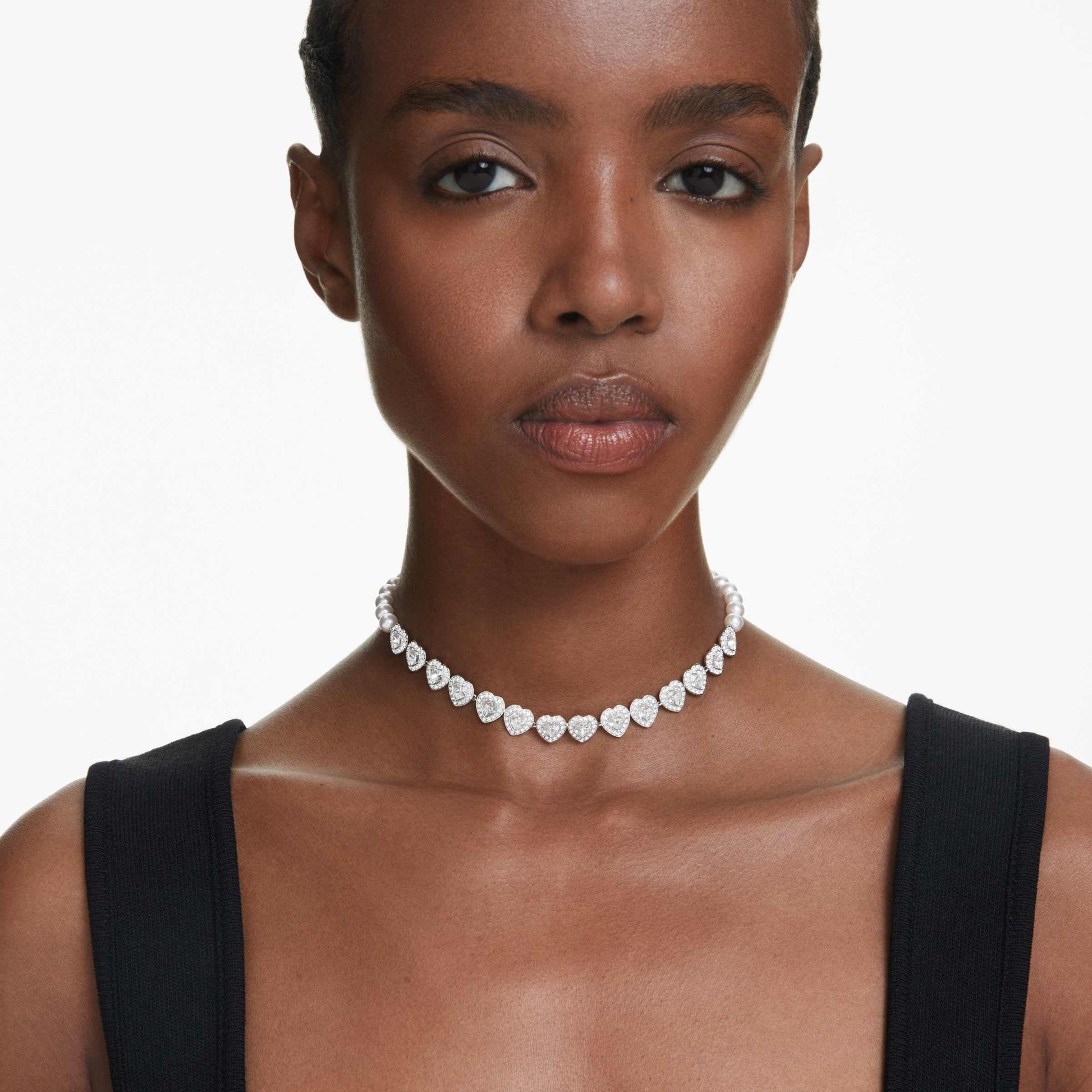 Swarovski Ariana Grande Collection, Clear Crystal & Pearls, Rhodium Finish, Necklaces, Earrings and Bracelets - Tennis Mindset
