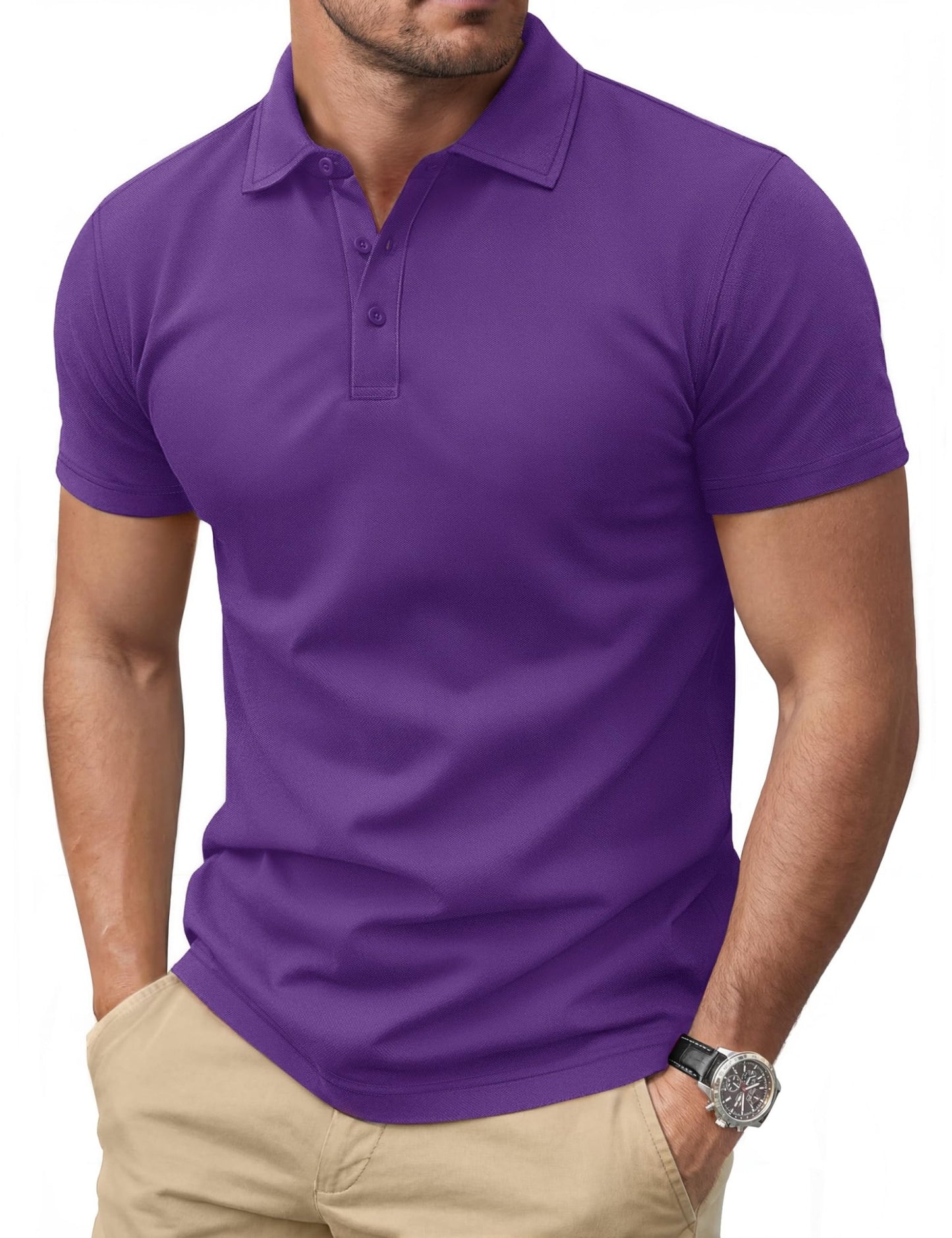 Cotrasen Men's Polo Shirts Short Sleeve Cotton Pique Classic Golf Shirts - Tennis Mindset