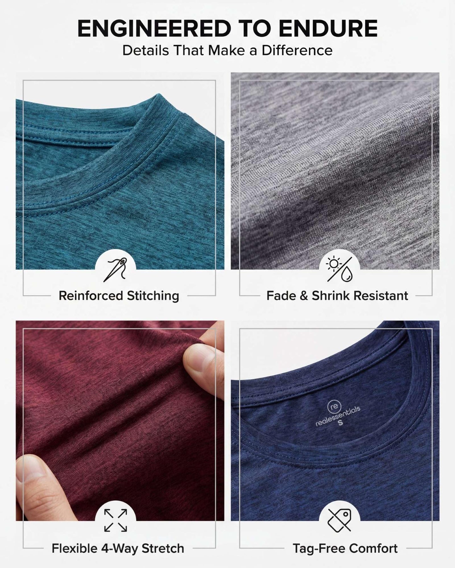 5 Pack Men's Dry Fit Workout T Shirts Crew Neck Athletic Gym Running Tees - Tennis Mindset