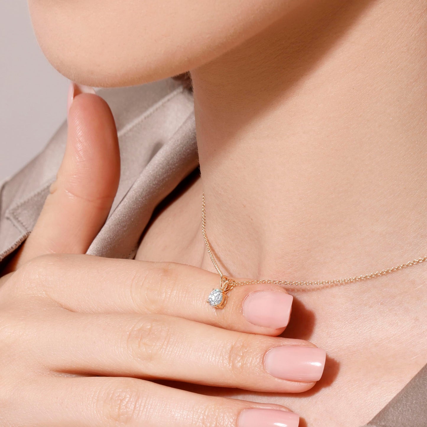 14K Yellow/White Gold Pendant Necklace With 0.50-1.00 TCW Lab Grown Diamond in Pear/Round Shape (E-F Color, VVS-VS), Adjustable Length from 15"-16.5", IGI Certified, Necklaces For Women, Gift For Her - Tennis Mindset