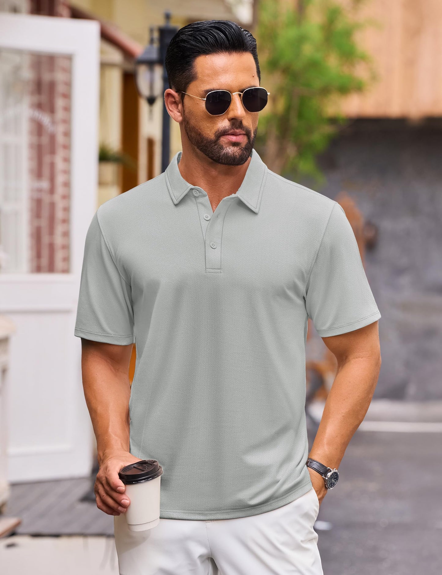 Cotrasen Men's Polo Shirts Short Sleeve Cotton Pique Classic Golf Shirts - Tennis Mindset
