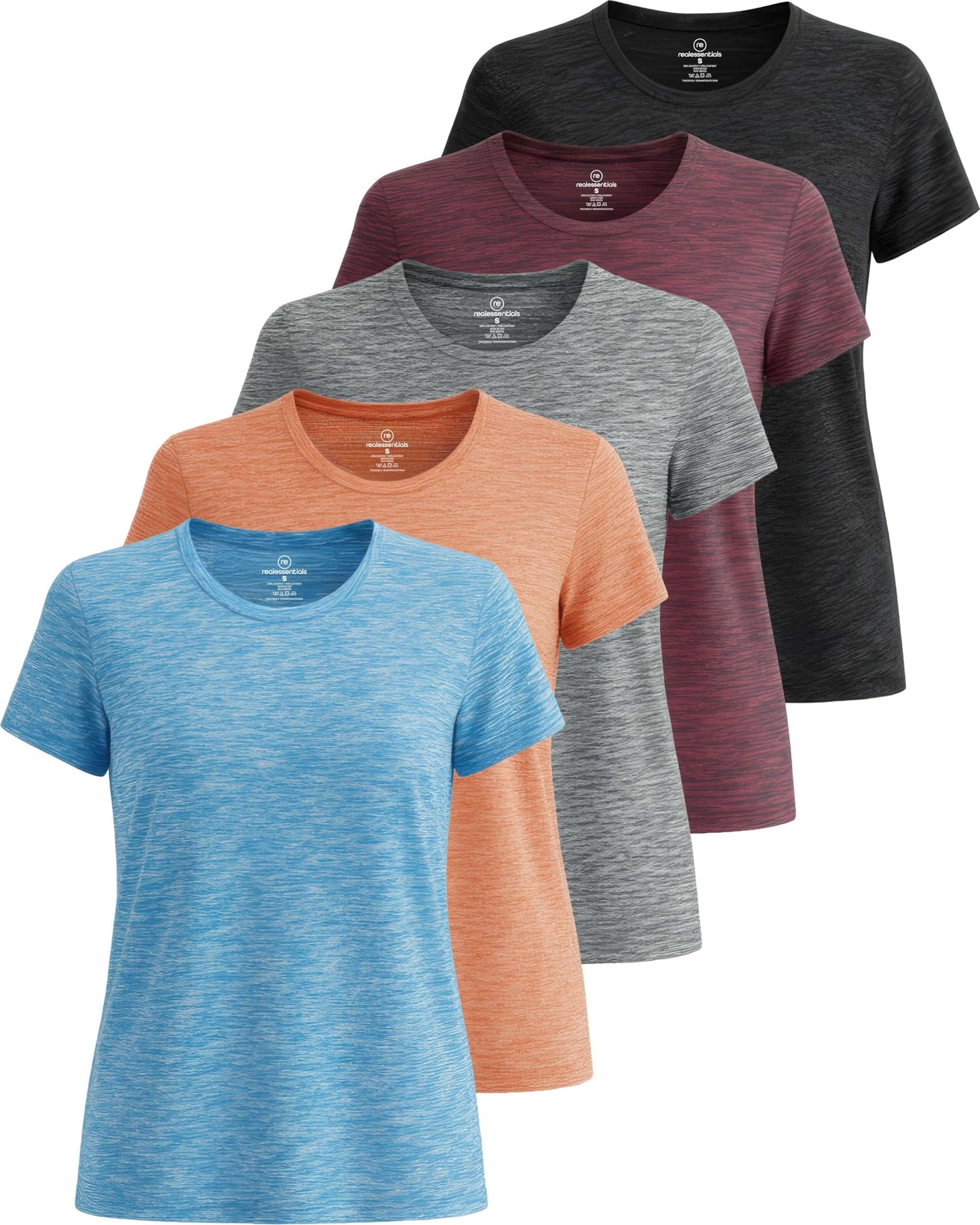 5 Pack Women's Dry Fit Workout Tops Crew Neck T Shirts Athletic Gym Tees