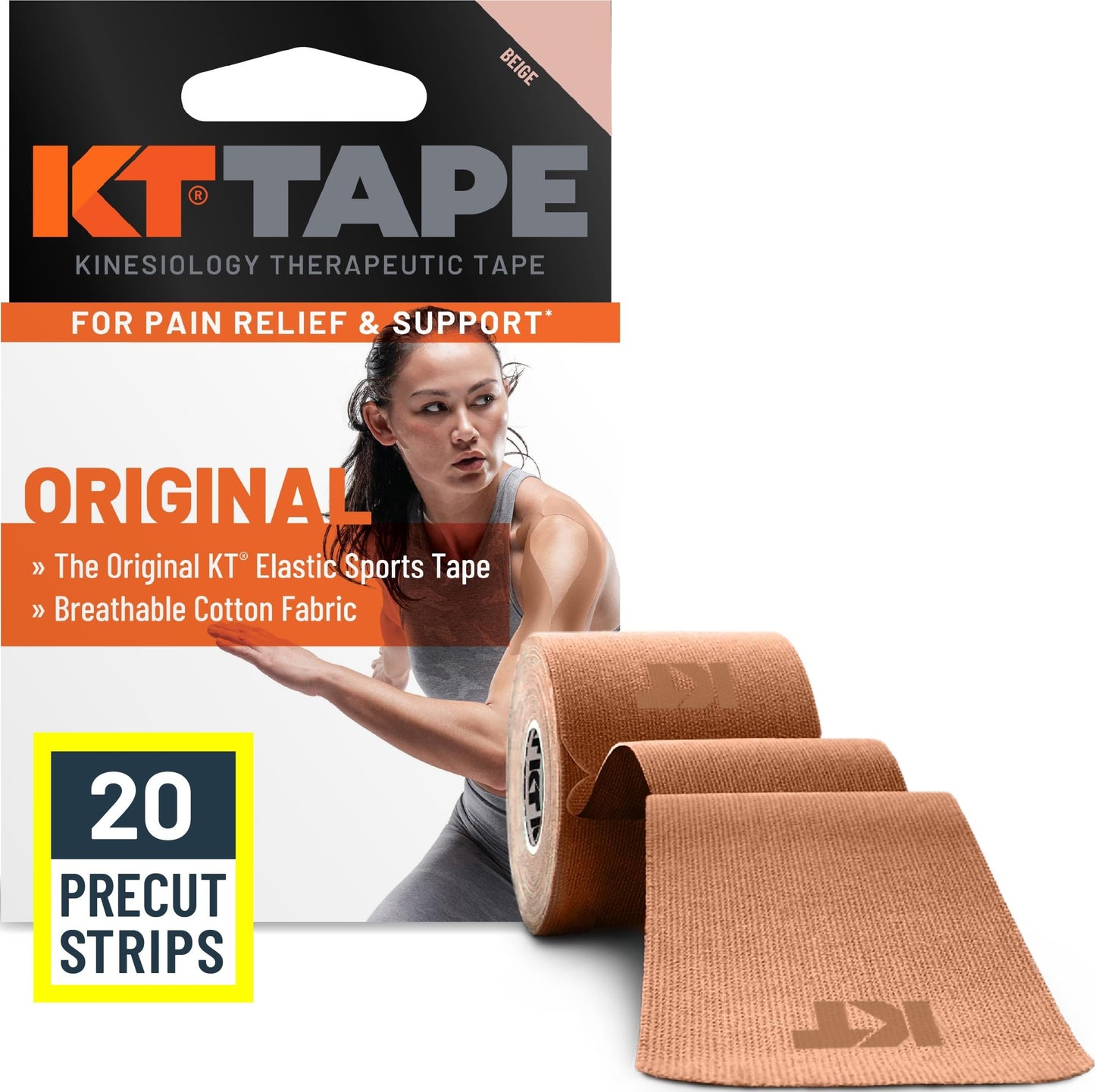 KT Tape, Original Cotton, Elastic Kinesiology Athletic Tape, 20 Count, 10” Precut Strips, Purple - Tennis Mindset