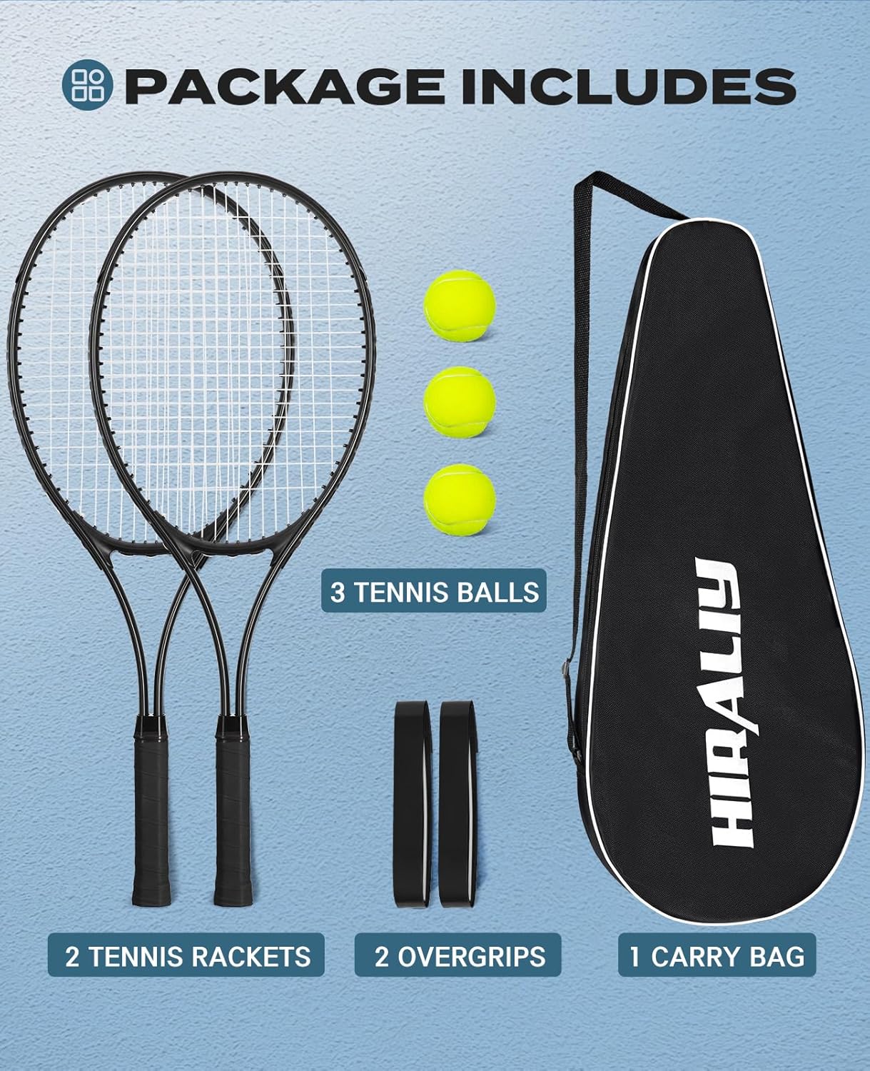 HIRALIY 27-Inch Tennis Racket for Adults with Ball and Carry Bag - Tennis Mindset