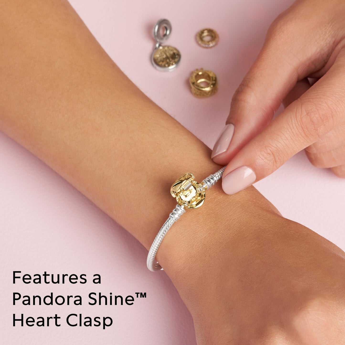 PANDORA Heart Clasp Snake Chain Bracelet - Heart Clasp - Romantic Jewelry for Her with Gift Box - Compatible Moments Charms