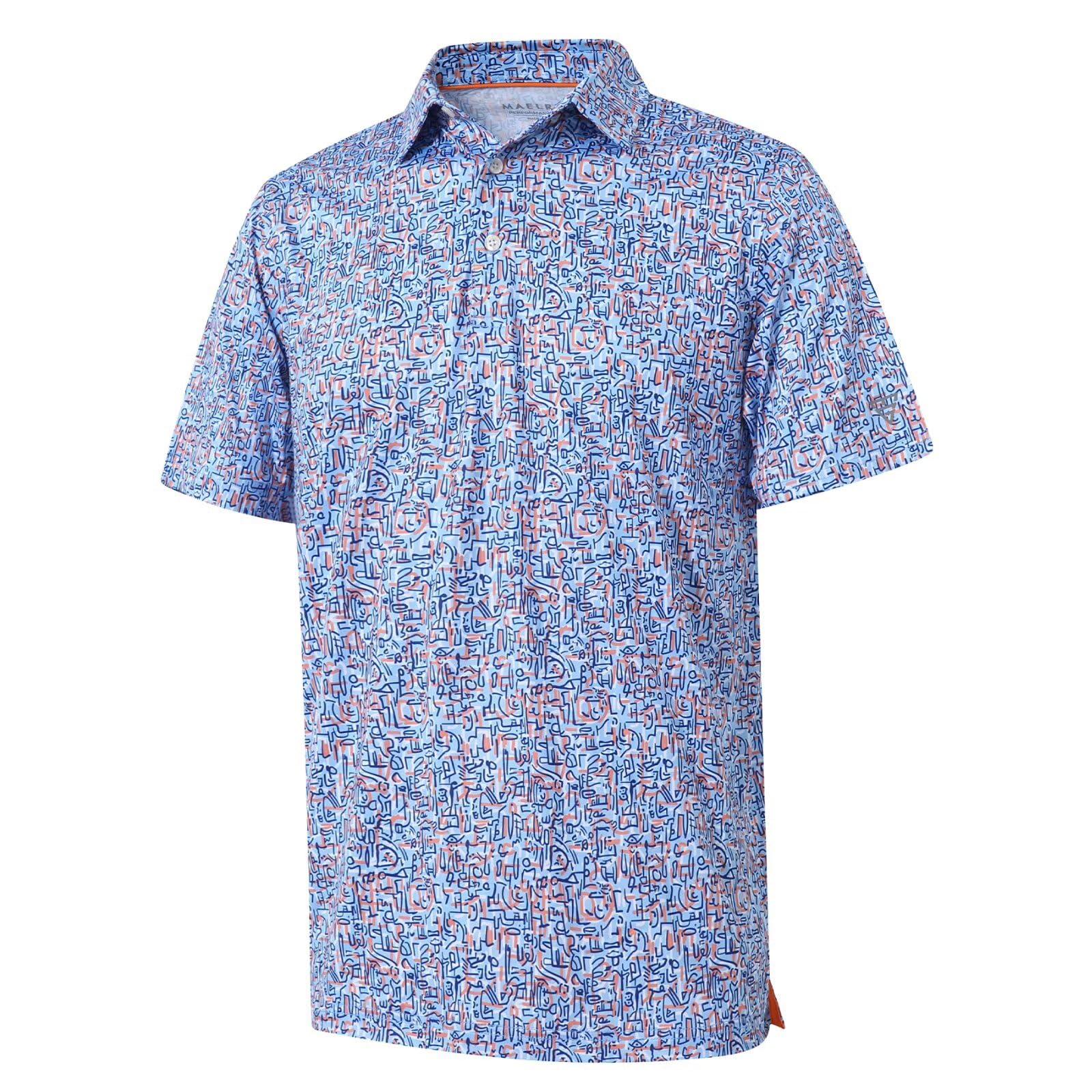 Golf Shirts for Men Dry Fit Short Sleeve Print Performance Moisture Wicking Polo Shirt - Tennis Mindset