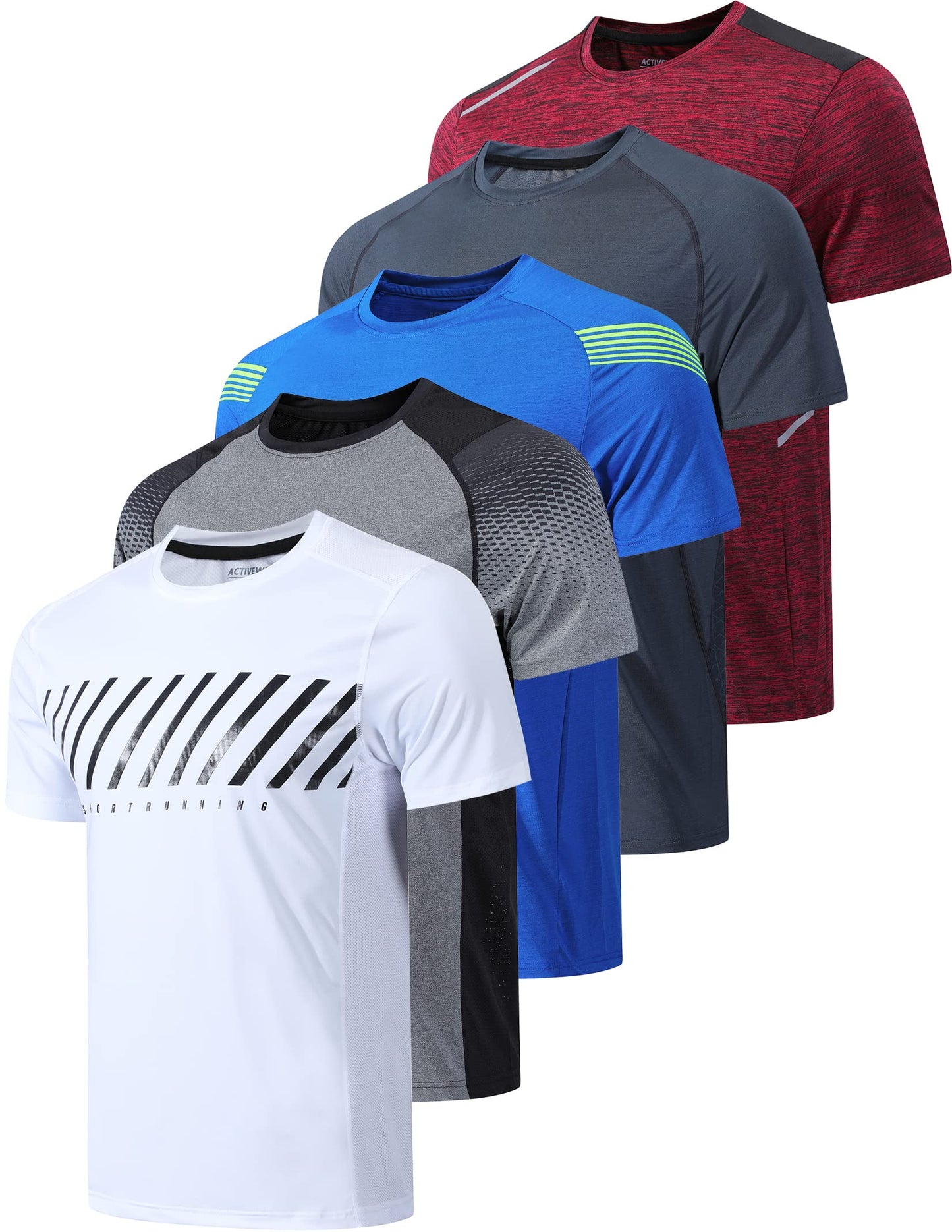 Liberty Imports 5 Pack Men's Active Quick Dry Crew Neck T Shirts - Tennis Mindset