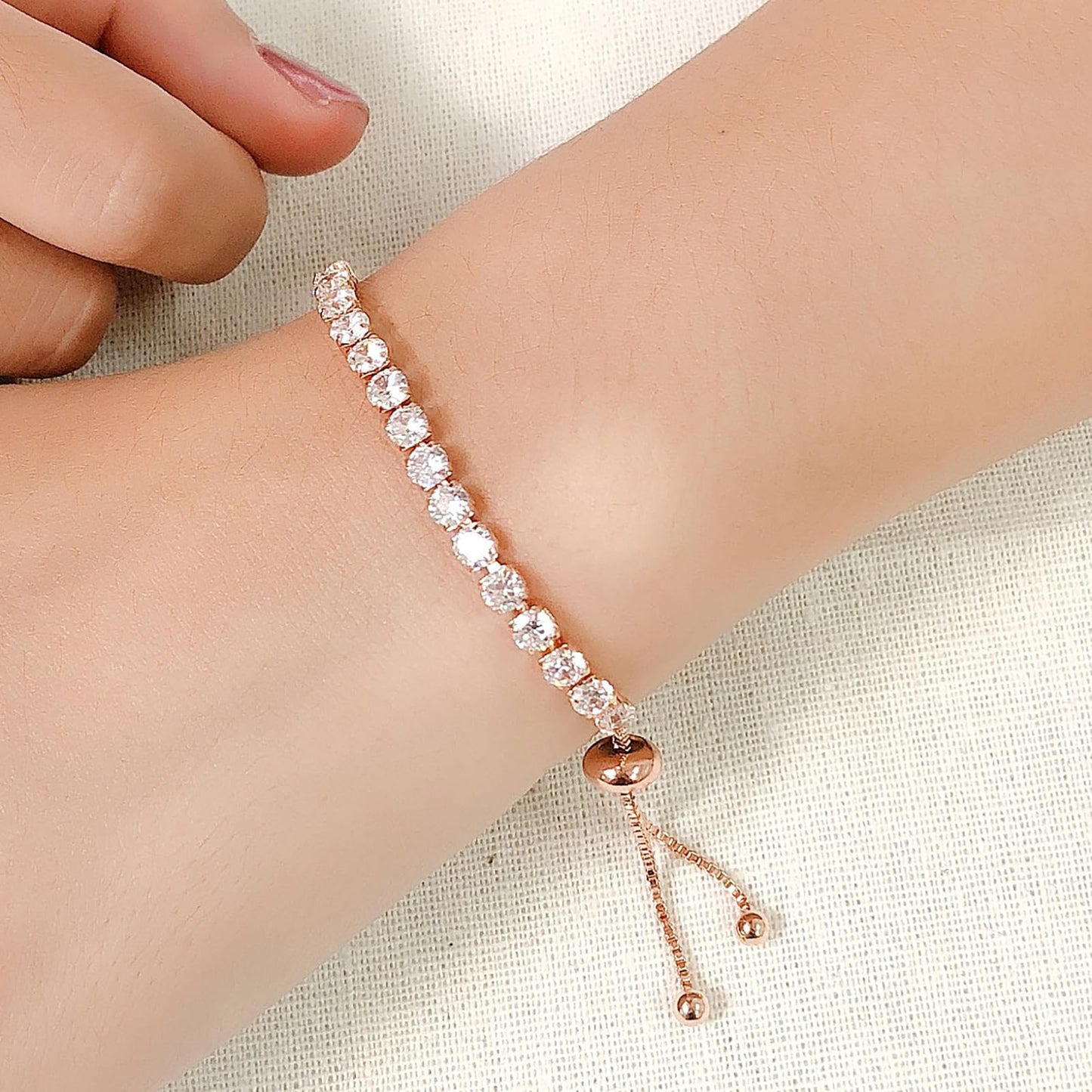 Tennis Bracelets, Tennis Bracelets for Women (Silver/Rose Glod/Green)