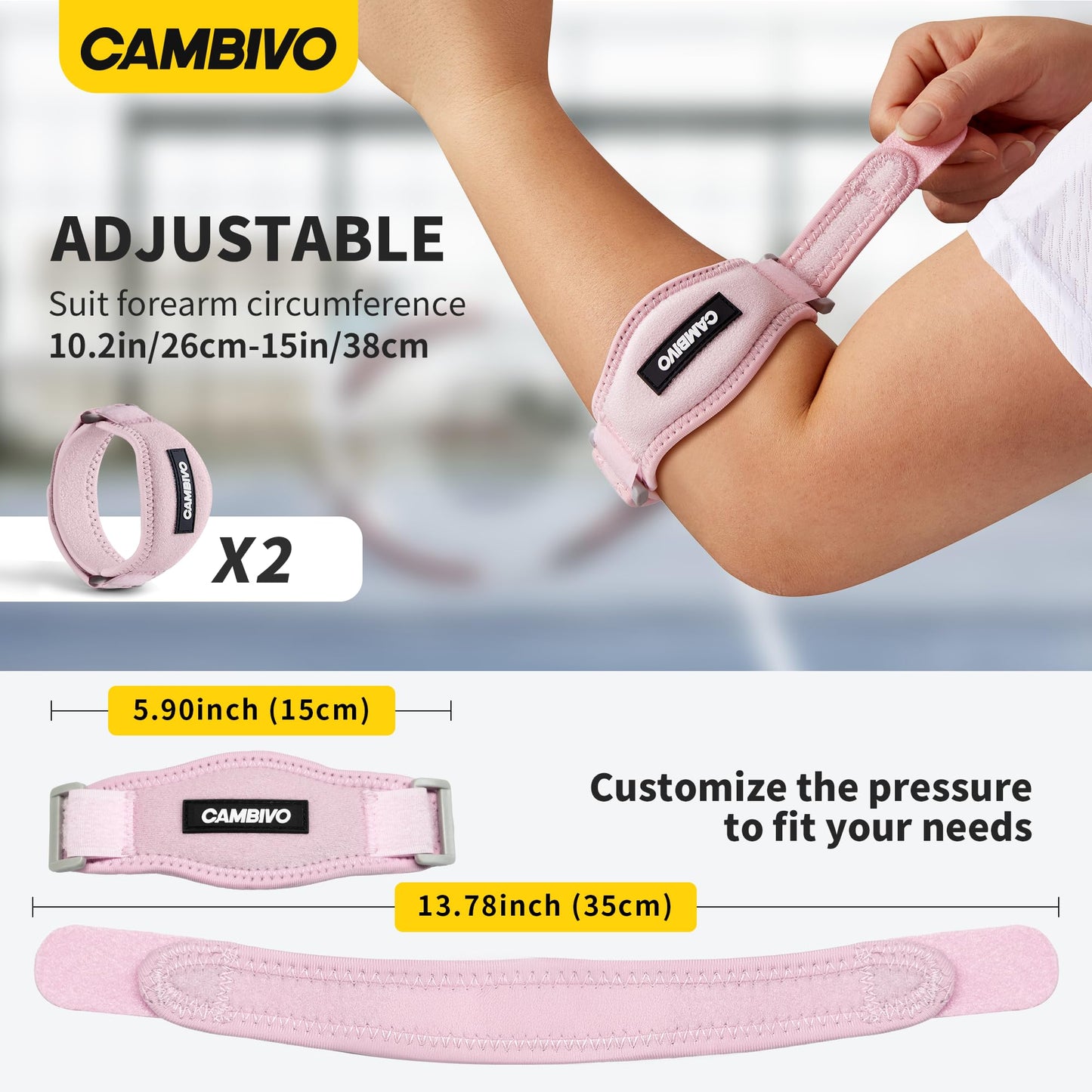 CAMBIVO 2 Pack Tennis Elbow Brace Strap for Tendonitis, Black - Tennis Mindset