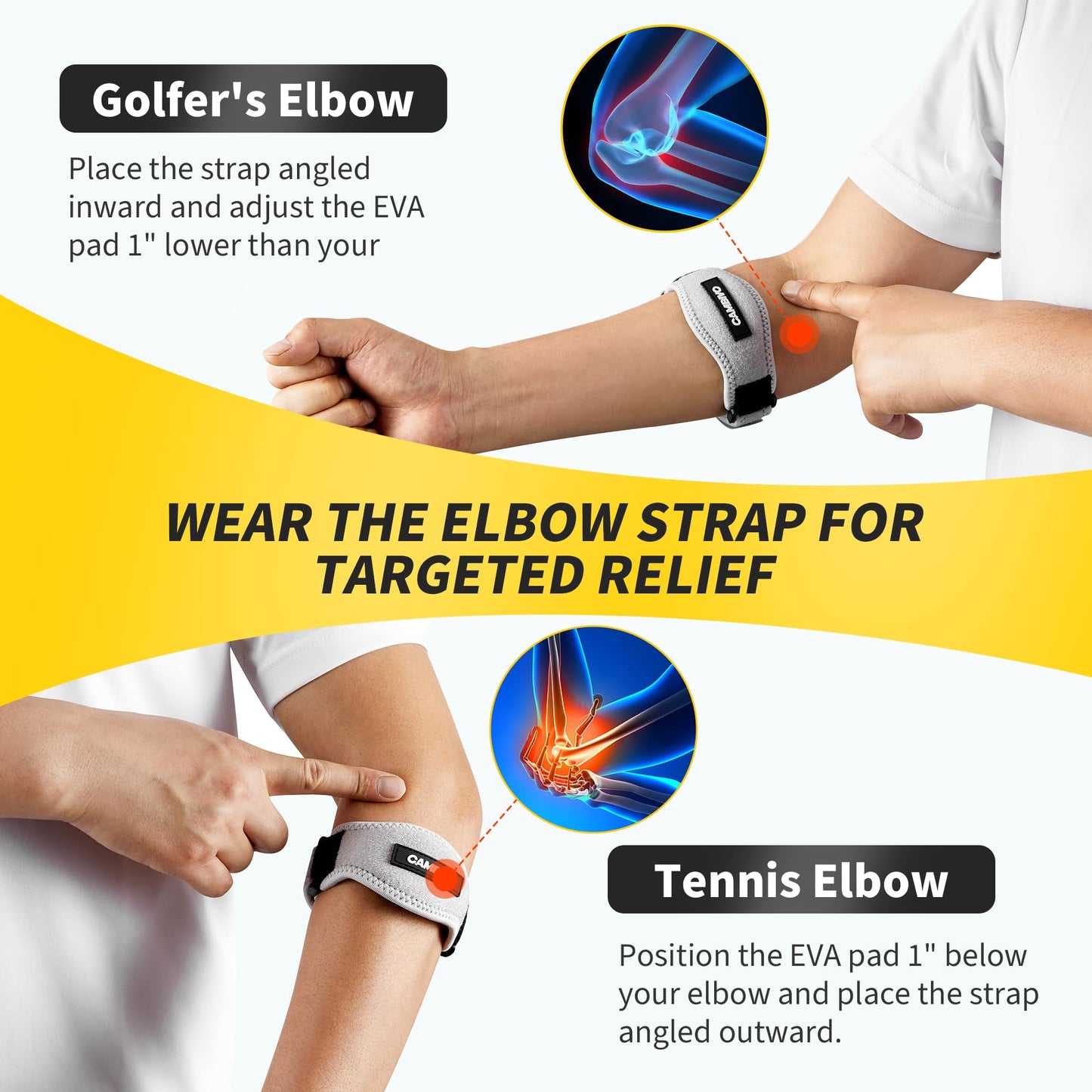 CAMBIVO 2 Pack Tennis Elbow Brace Strap for Tendonitis, Black - Tennis Mindset