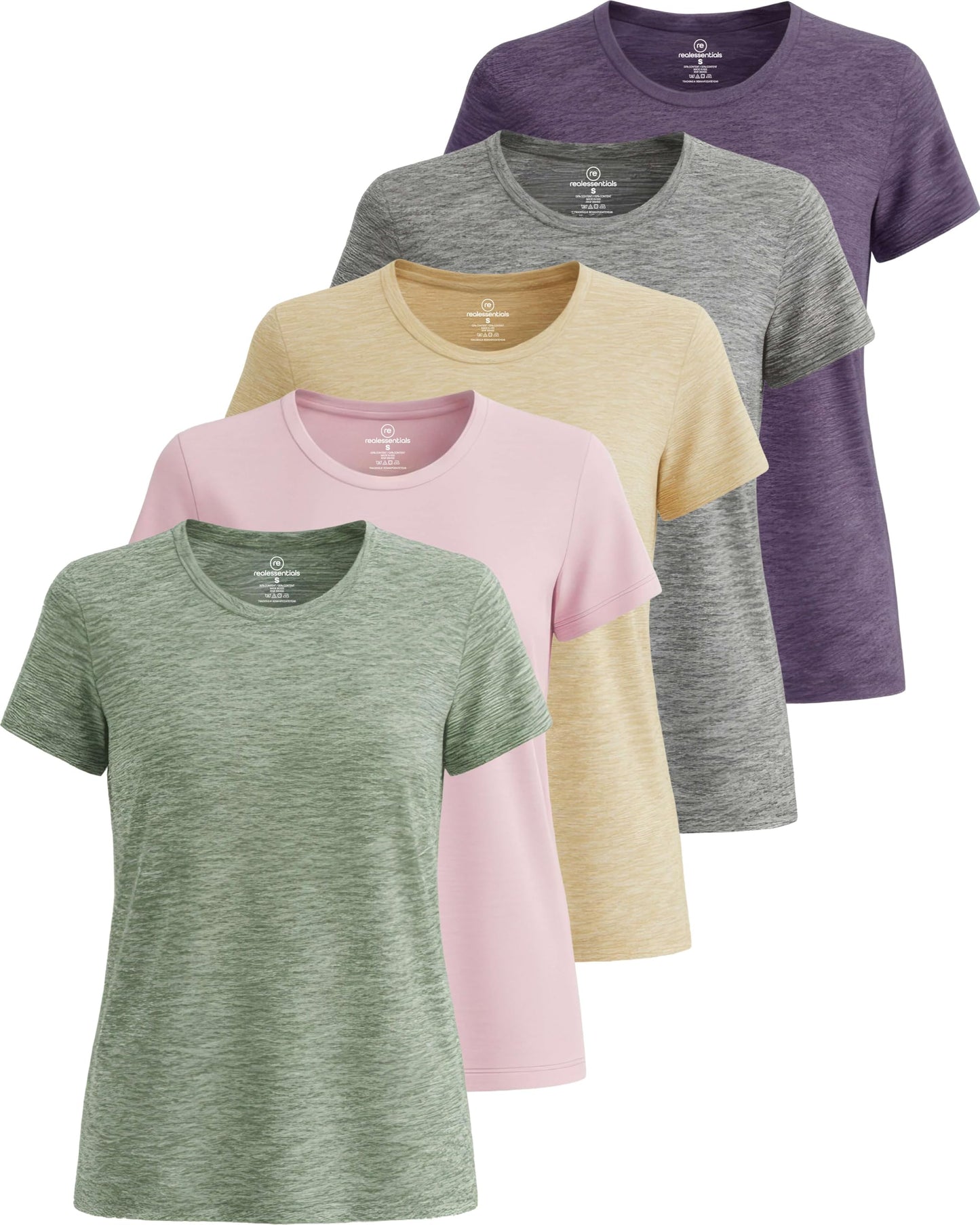 5 Pack Women's Dry Fit Workout Tops Crew Neck T Shirts Athletic Gym Tees