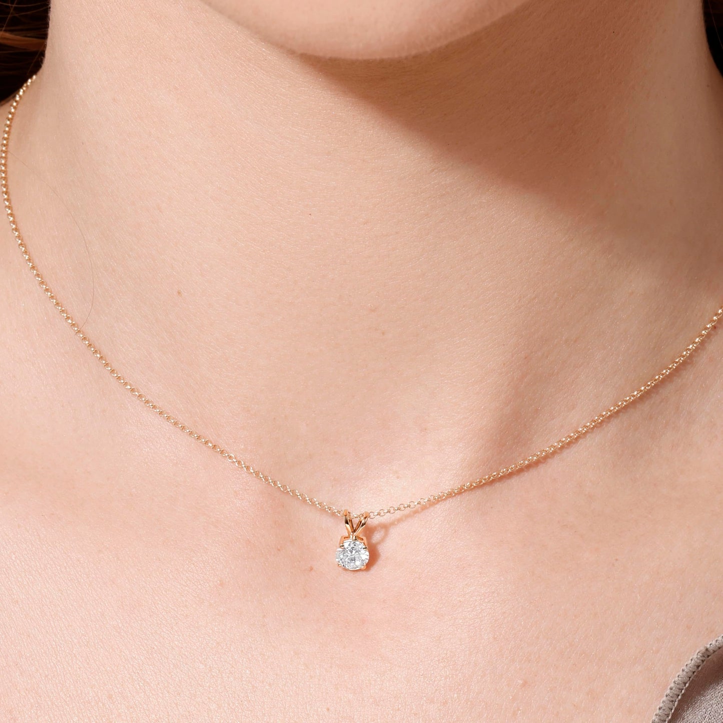14K Yellow/White Gold Pendant Necklace With 0.50-1.00 TCW Lab Grown Diamond in Pear/Round Shape (E-F Color, VVS-VS), Adjustable Length from 15"-16.5", IGI Certified, Necklaces For Women, Gift For Her - Tennis Mindset