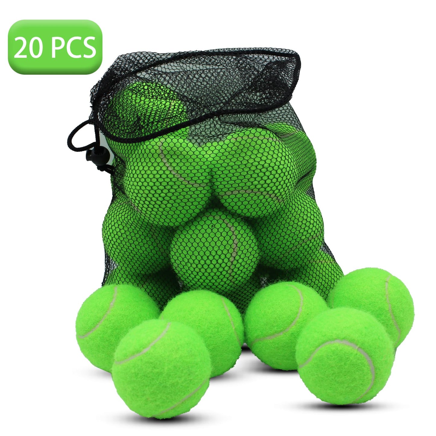 SHYUJAJIE Tennis Ball,20 Pack Practice Balls Bulk,Dog Balls with Mesh Bag