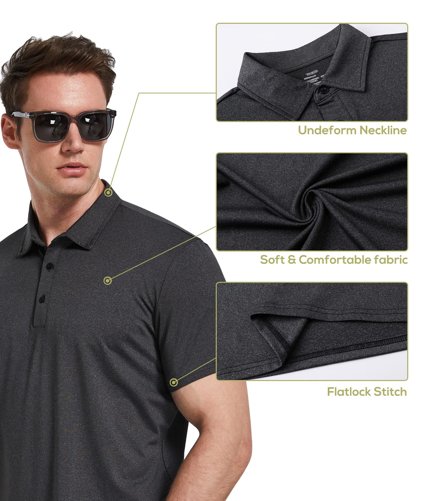 5 Pack Men's Polo Shirts Short Sleeve Golf T Shirt Performance Casual - Tennis Mindset