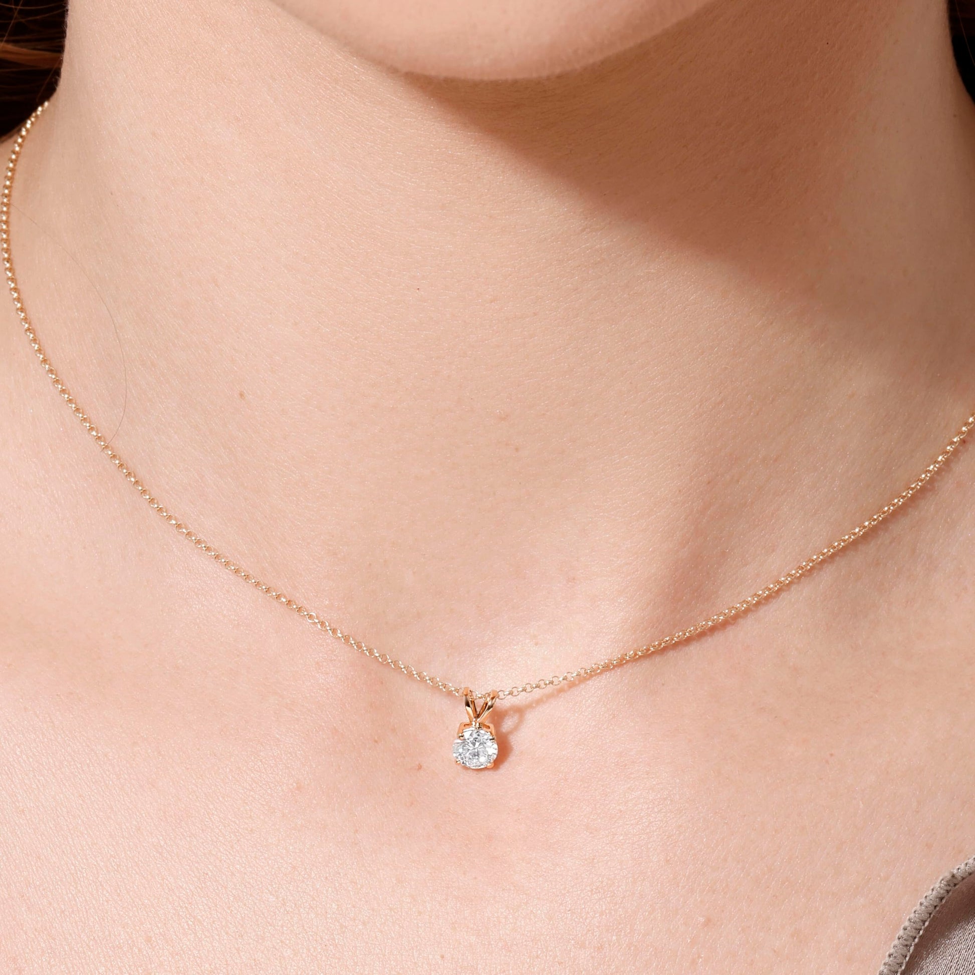 14K Yellow/White Gold Pendant Necklace With 0.50-1.00 TCW Lab Grown Diamond in Pear/Round Shape (E-F Color, VVS-VS), Adjustable Length from 15"-16.5", IGI Certified, Necklaces For Women, Gift For Her - Tennis Mindset