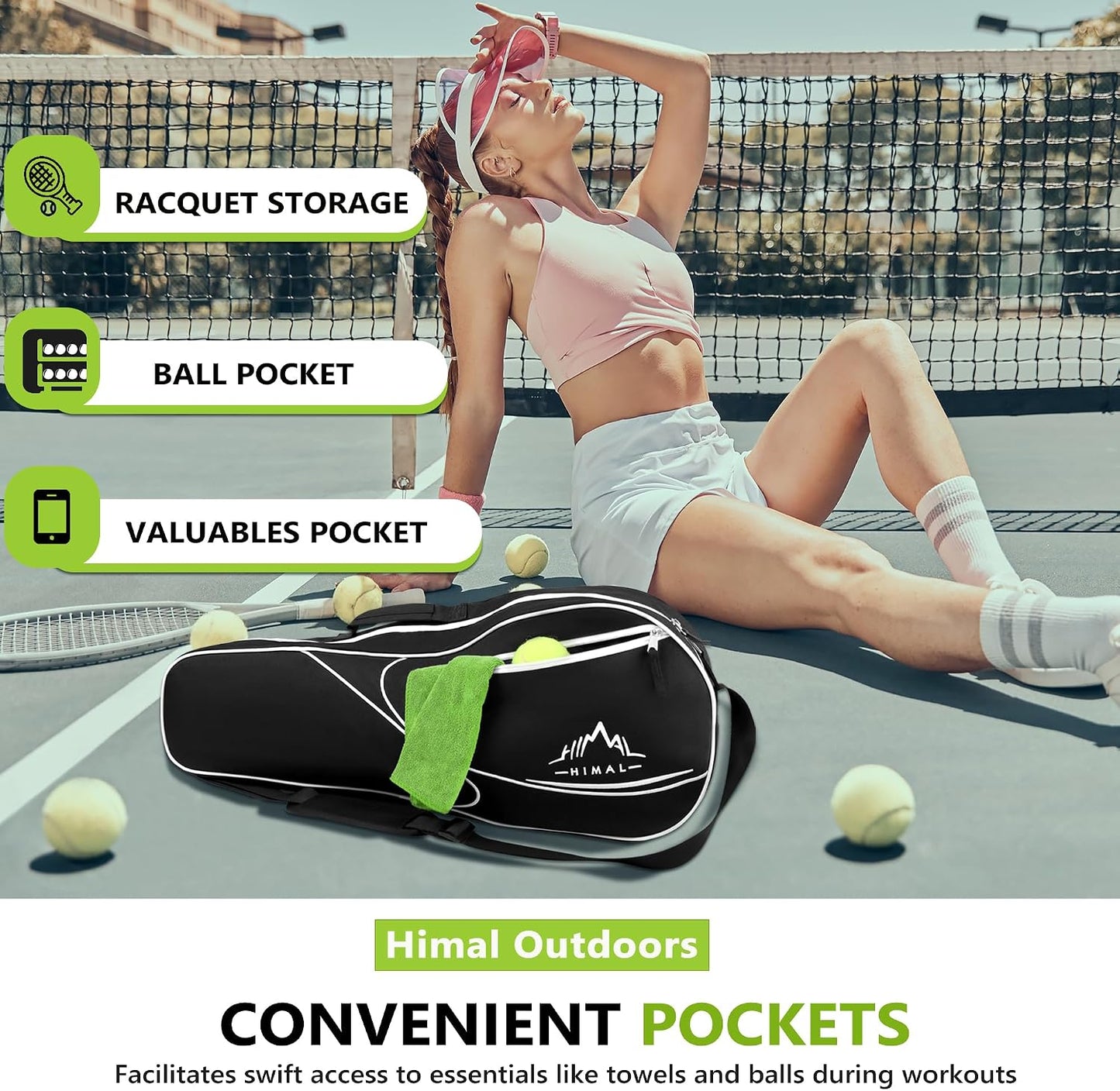 Himal Outdoors 3 Racquet Tennis Bag Tennis Racket Bag for Men Women - Tennis Mindset