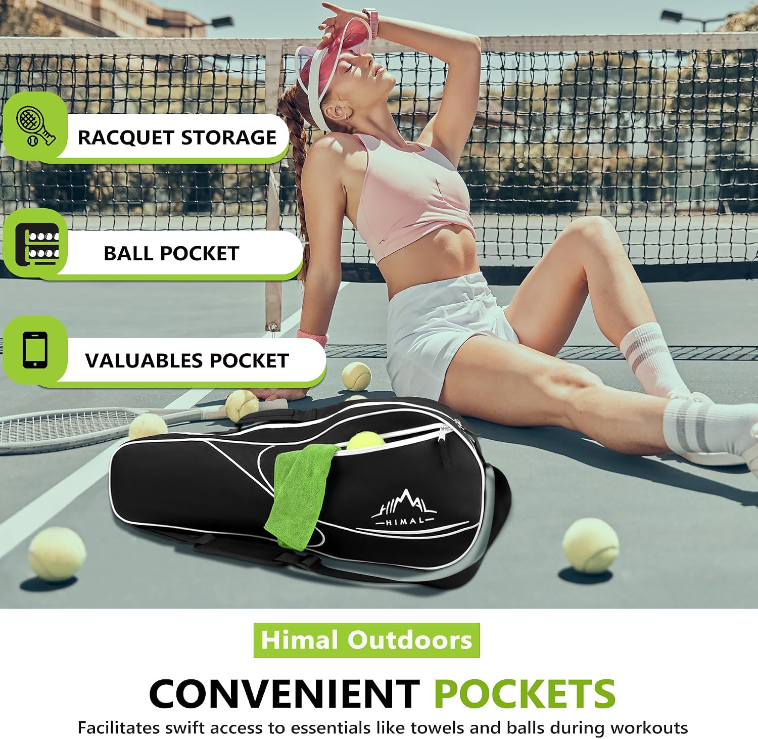 Himal Outdoors 3 Racquet Tennis Bag Tennis Racket Bag for Men Women - Tennis Mindset
