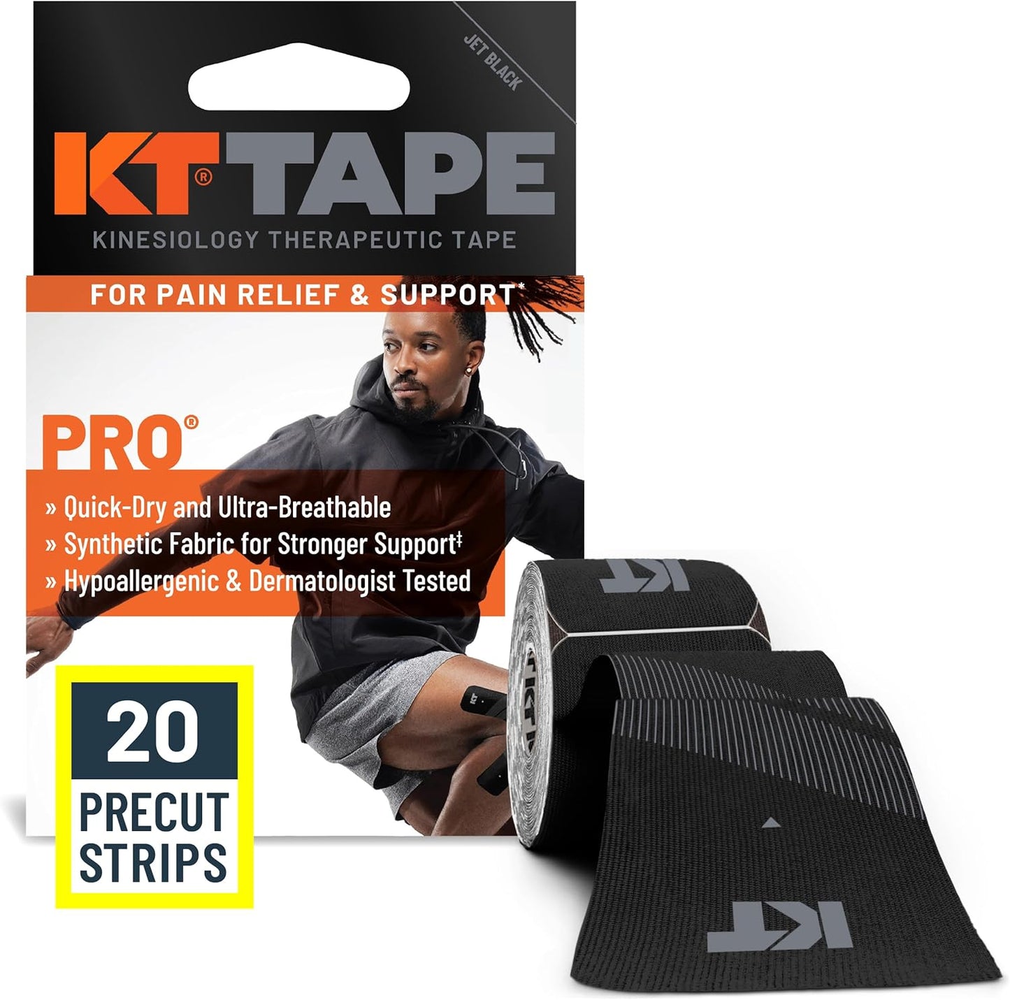 KT Tape, Pro Synthetic Kinesiology Athletic Tape, 20 Count, 10” Precut Strip - Tennis Mindset