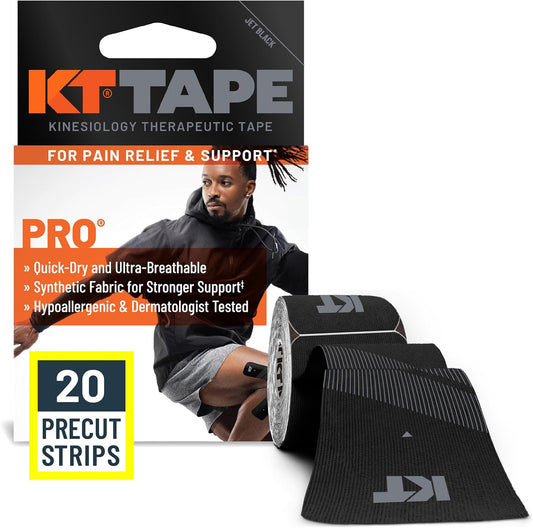 KT Tape, Pro Synthetic Kinesiology Athletic Tape, 20 Count, 10” Precut Strip - Tennis Mindset
